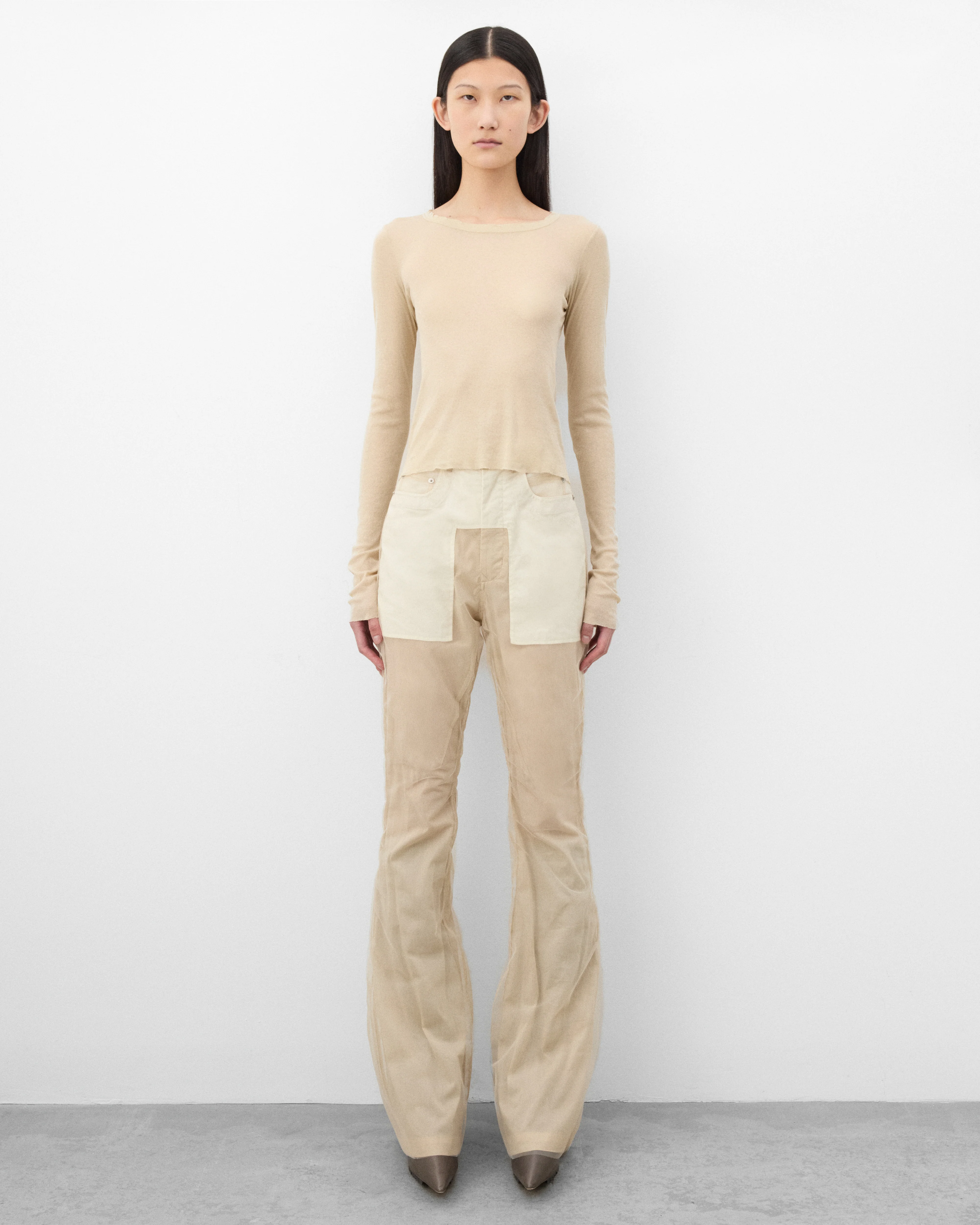 Rick Owens - Women's Bolan Bootcut Knit Trousers - (Natural) - Image 6