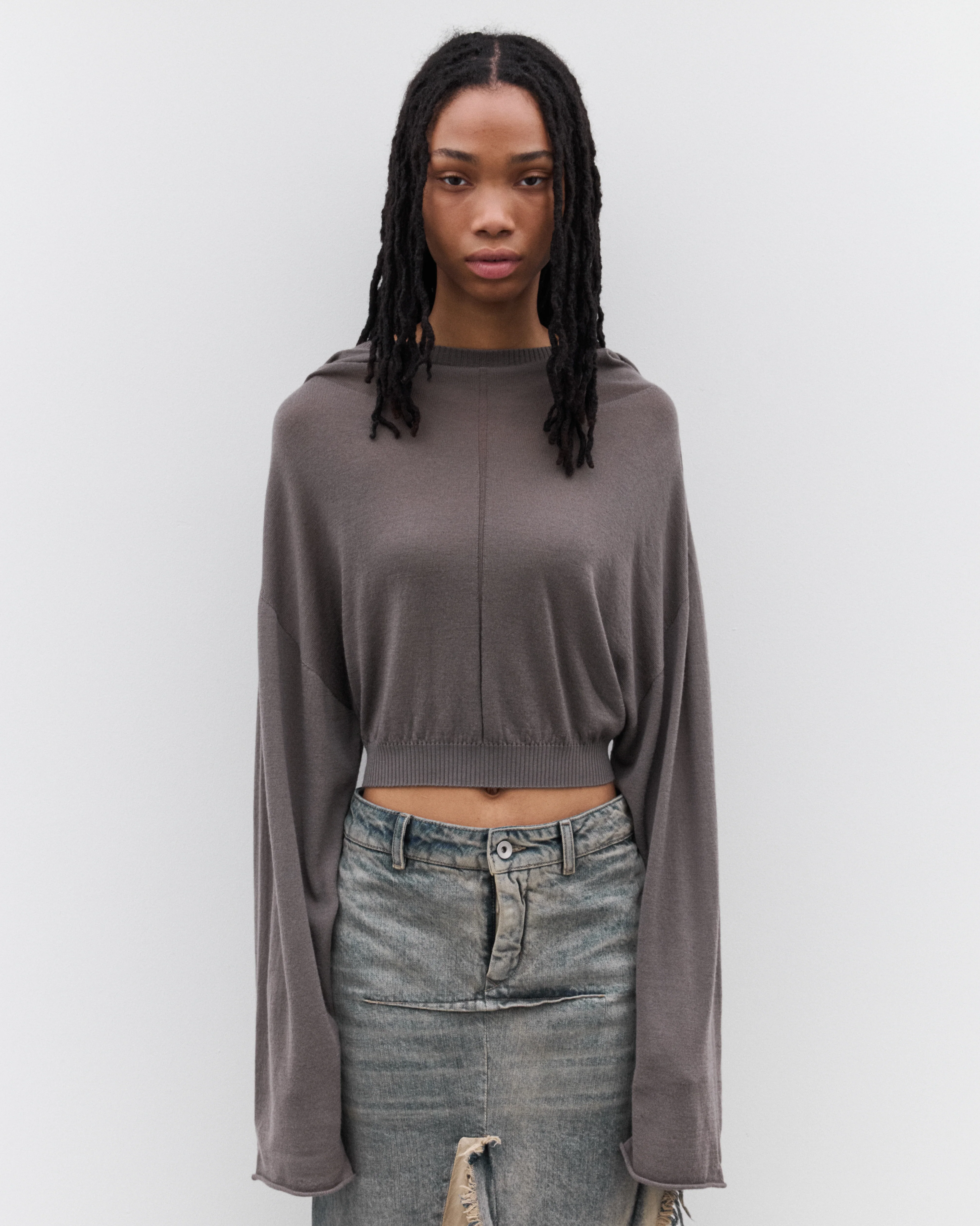 Rick Owens - Women’s Cropped Hooded Tunic - (Dust) - Image 3