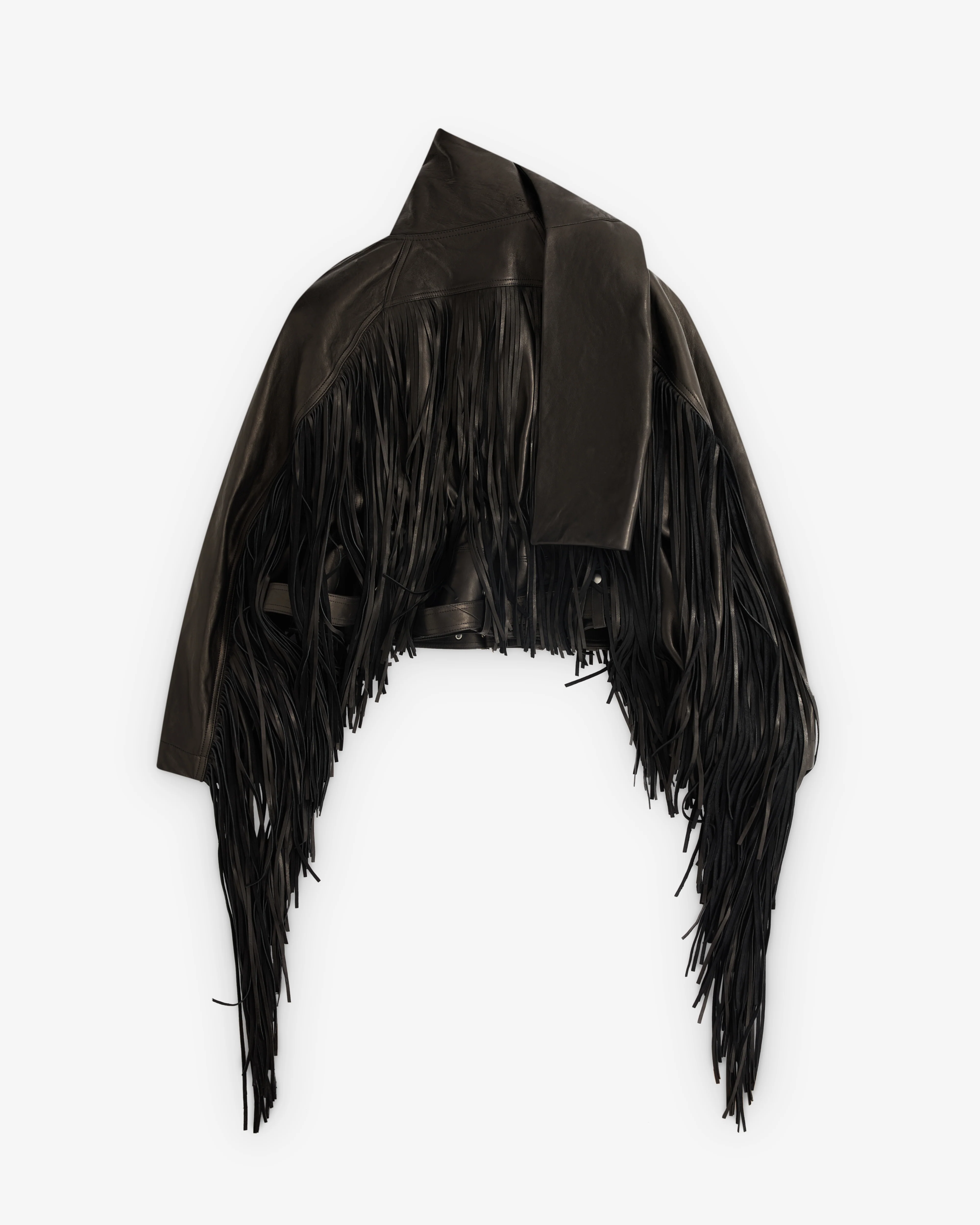 Rick Owens - Women’s Cropped Scarf Flight Jacket - (Black) - Image 2