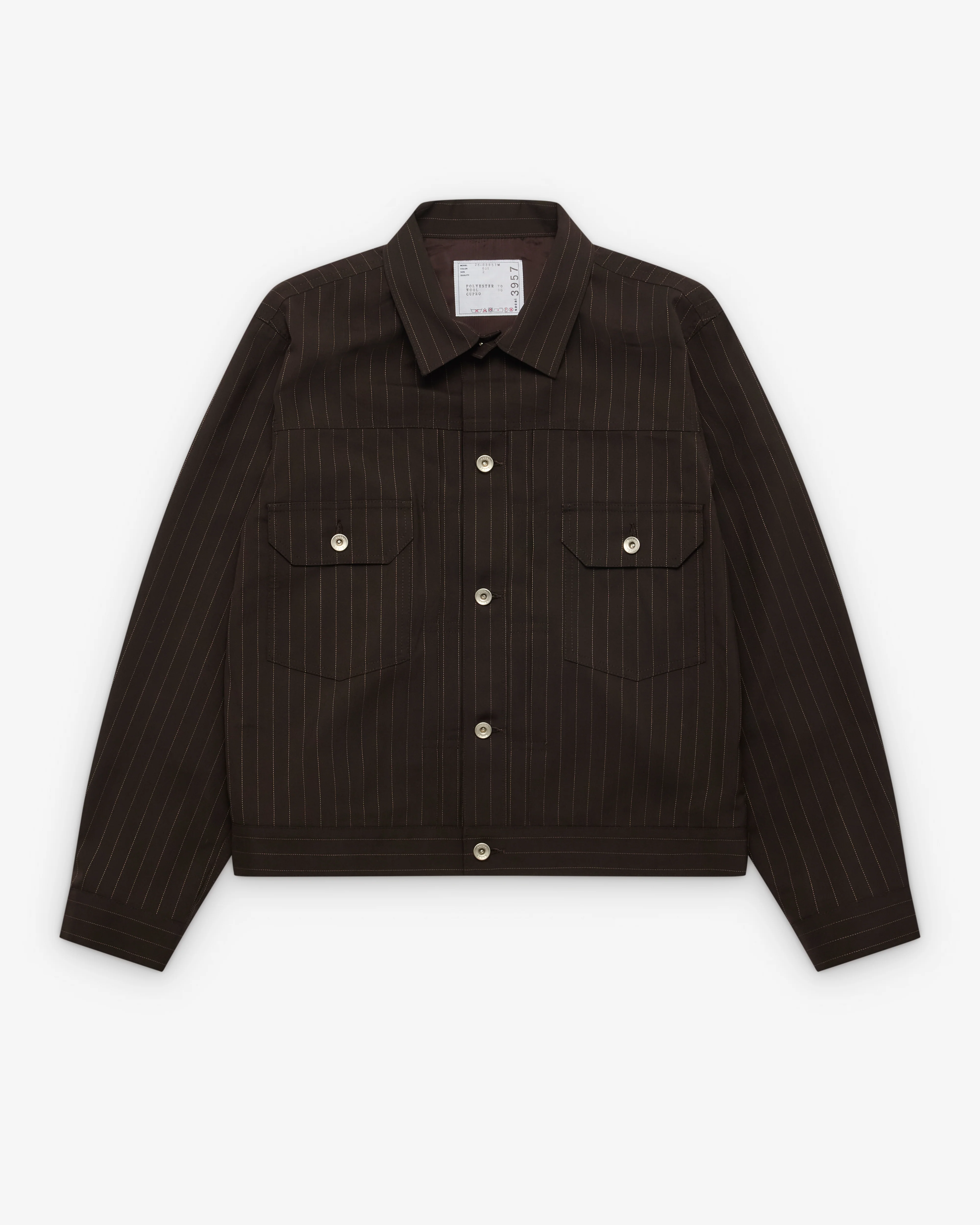 Sacai - Men's Chalk Stripe Jacket - (Brown Stripe)
