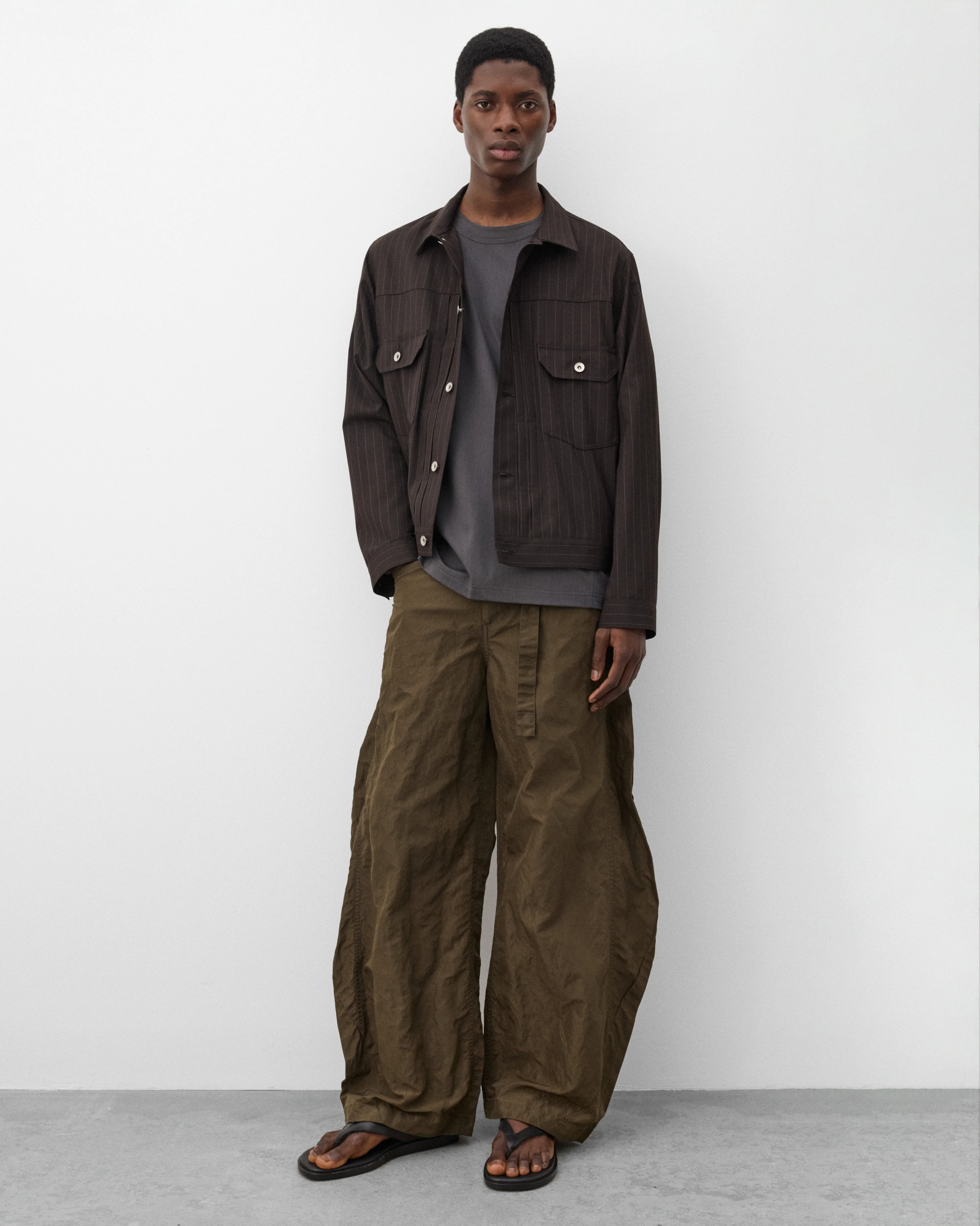 Sacai - Men's Chalk Stripe Jacket - (Brown Stripe) - Image 6