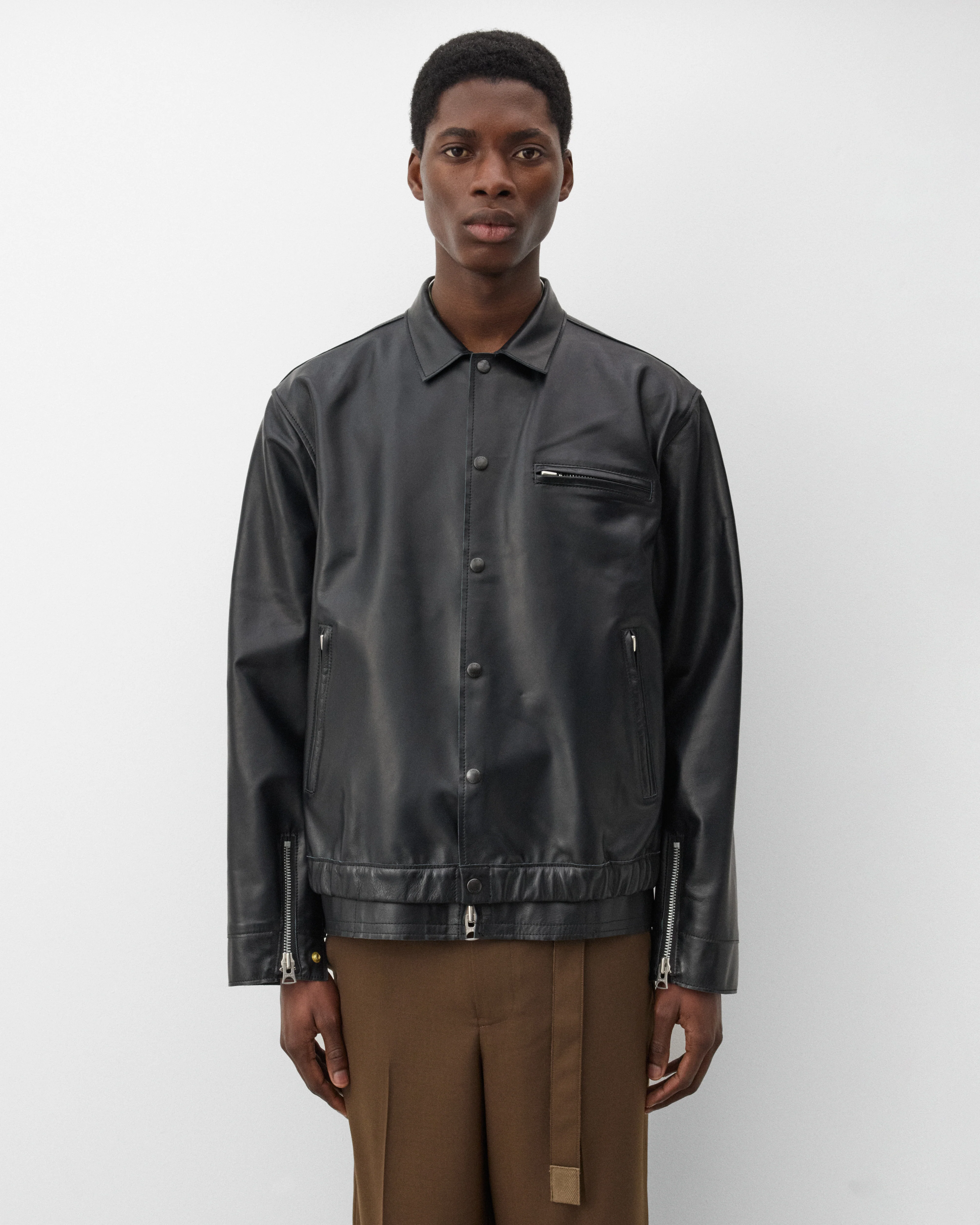 Sacai - Men's Leather Blouson - (Black) - Image 3