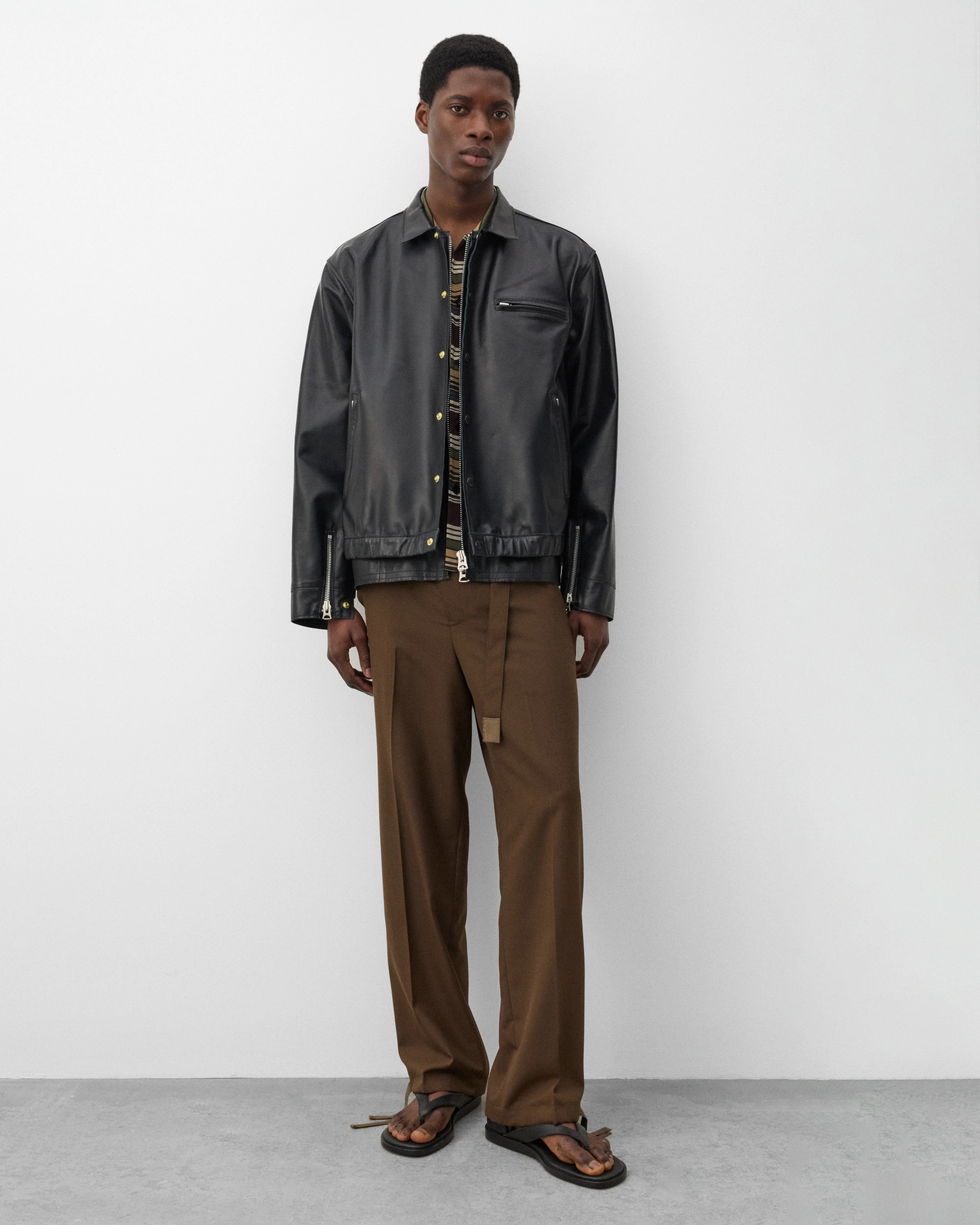 Sacai - Men's Leather Blouson - (Black) - Image 7