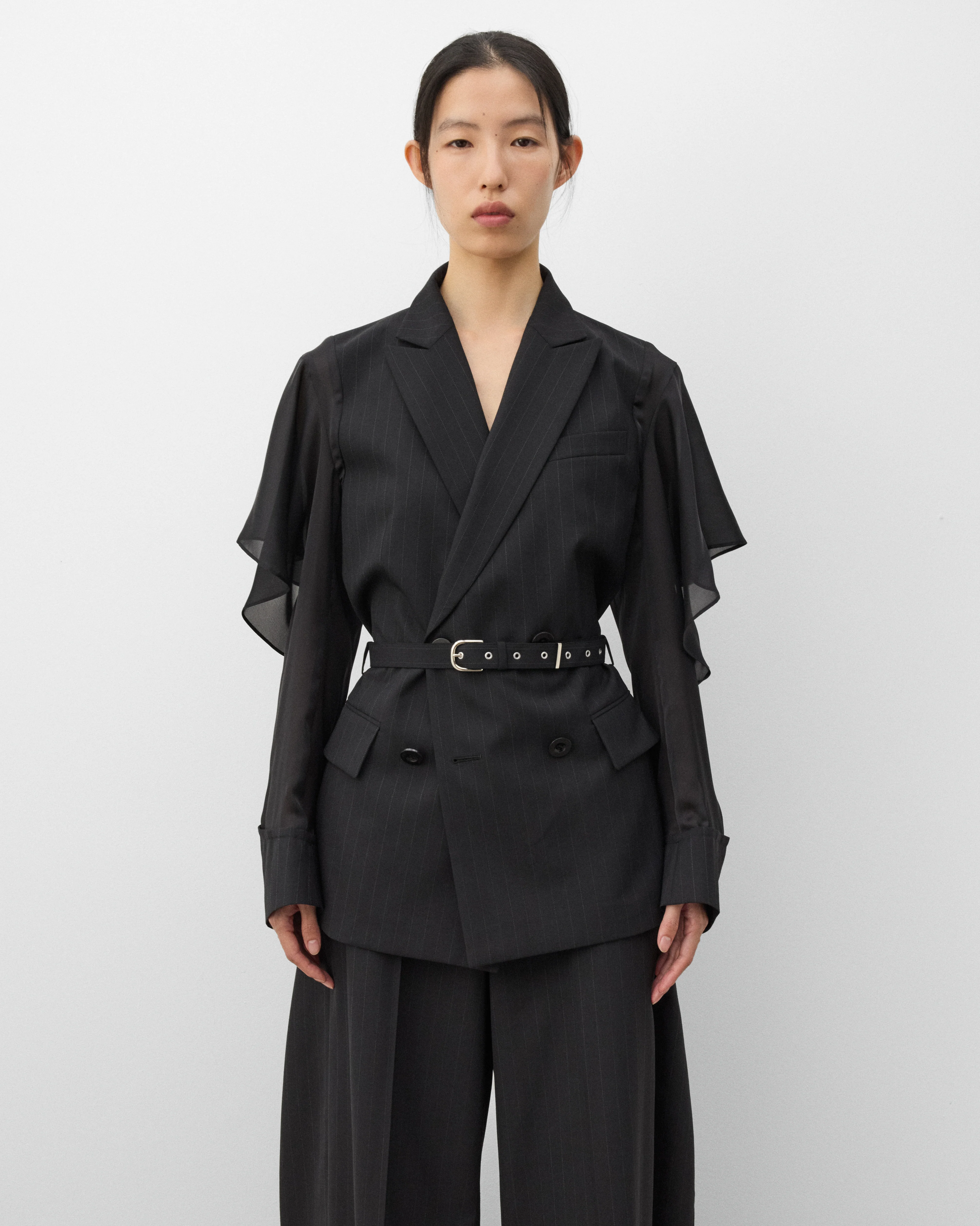 Sacai - Women's Chalk Stripe Jacket - (Black) - Image 3