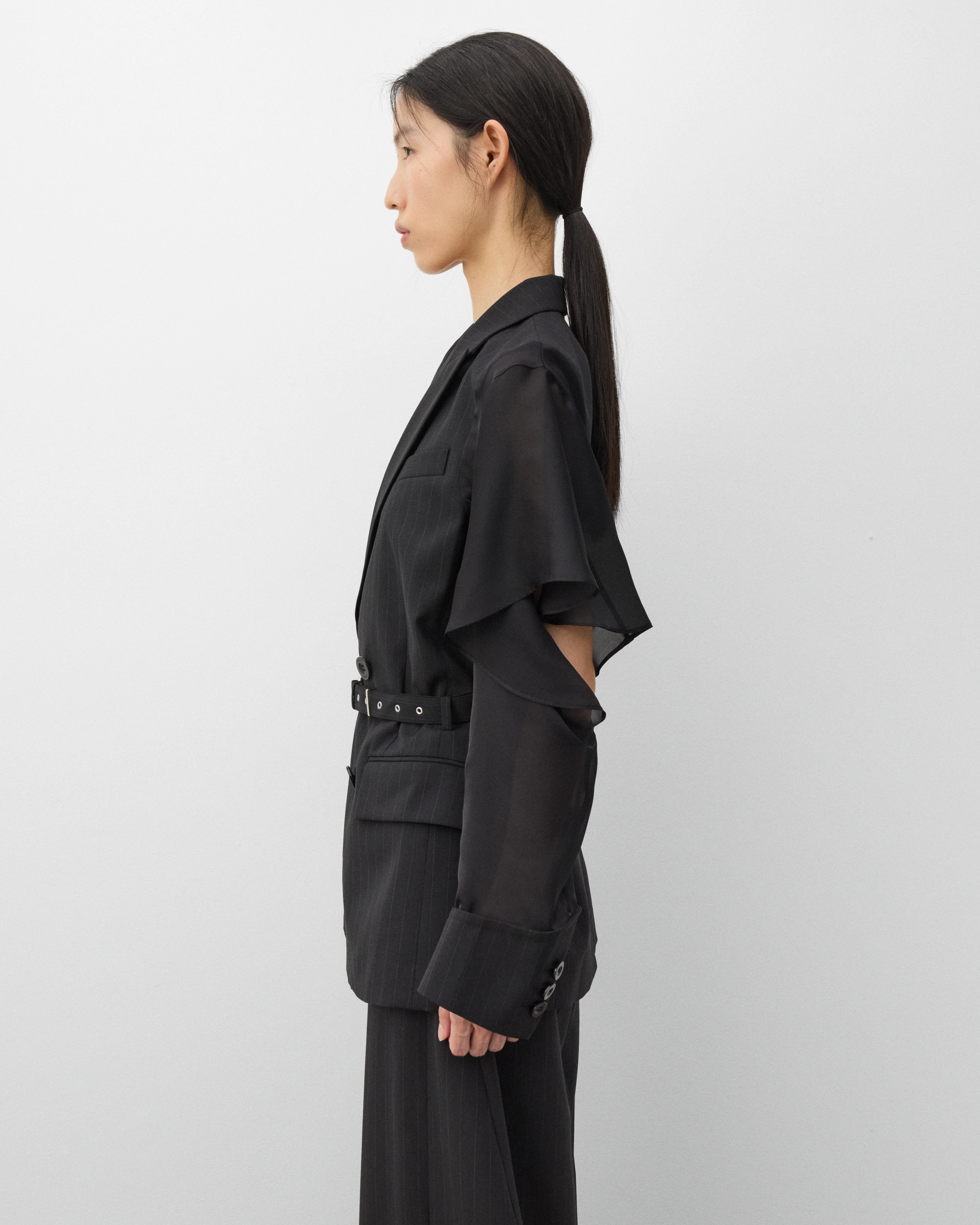 Sacai - Women's Chalk Stripe Jacket - (Black) - Image 4