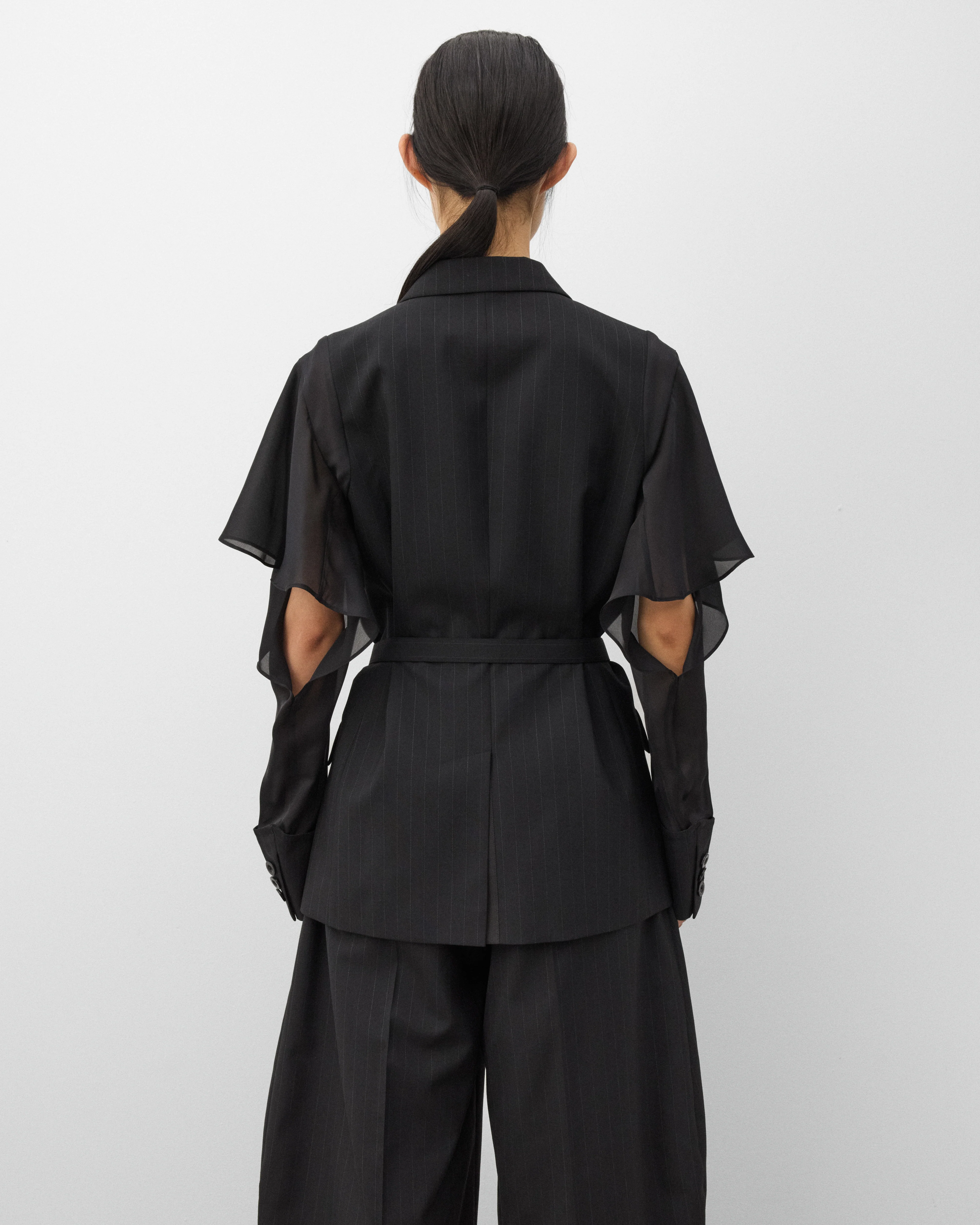 Sacai - Women's Chalk Stripe Jacket - (Black) - Image 5
