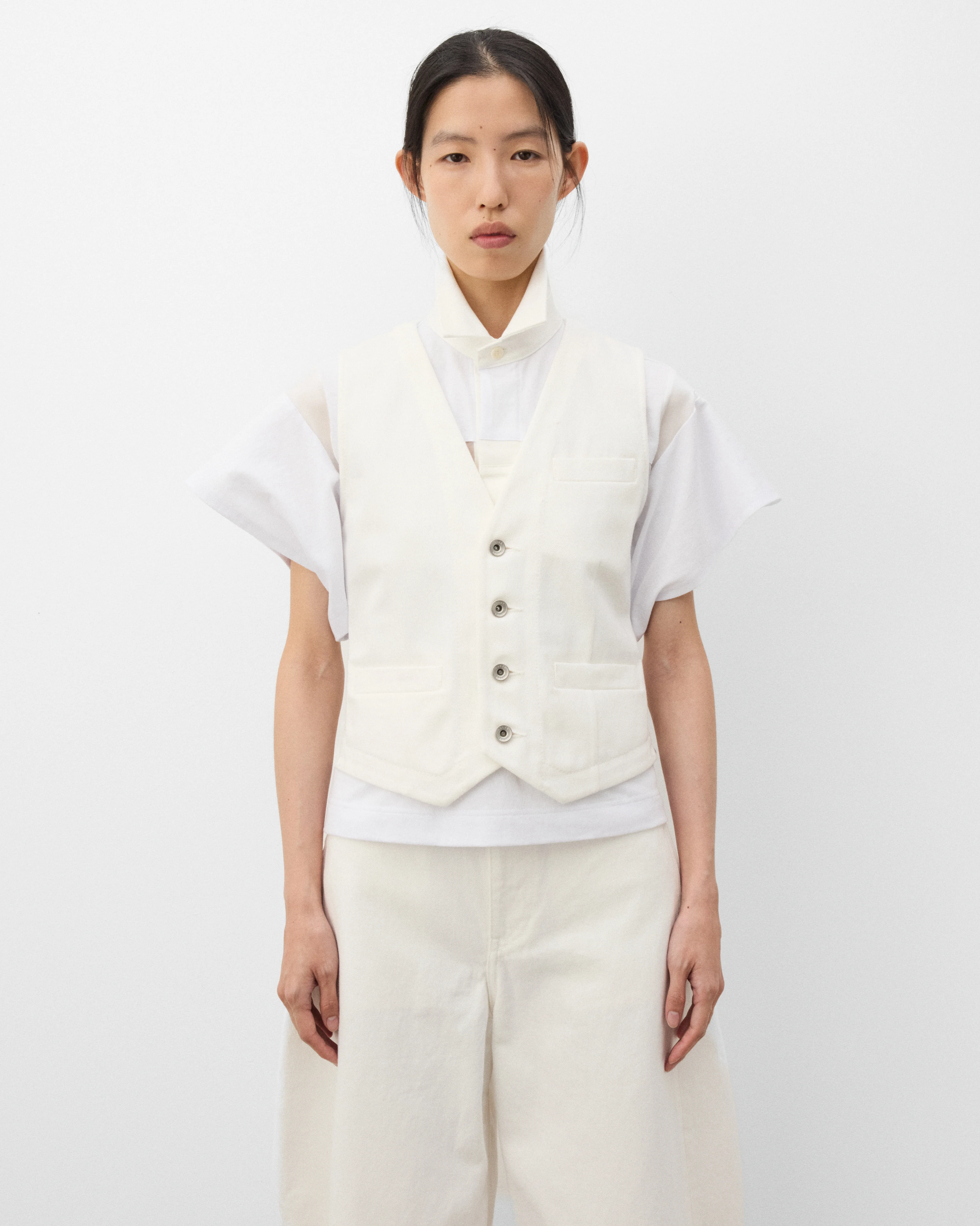 sacai - Women's Denim Vest - (Off White) - Image 3
