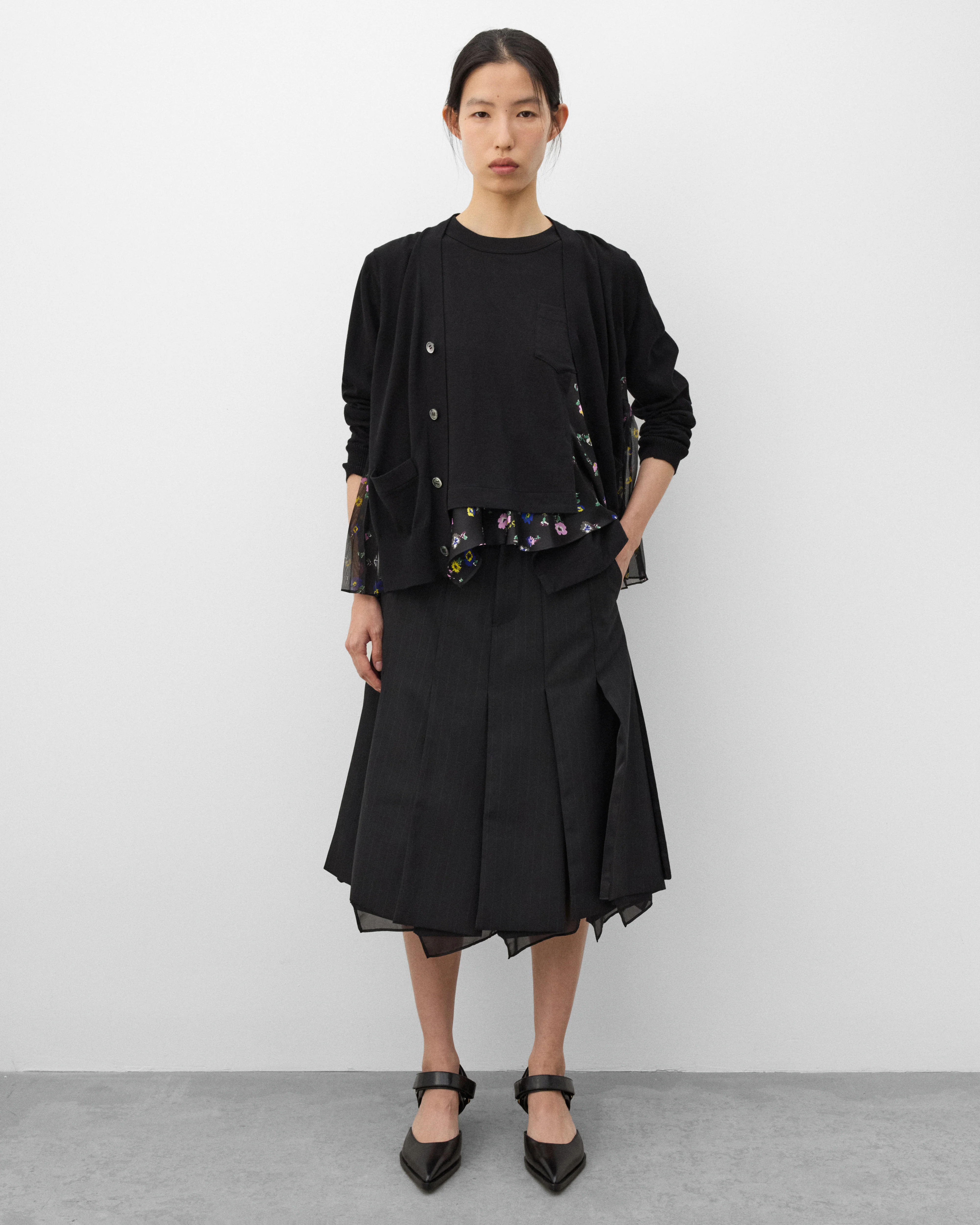 Sacai - Women's Floral Print T-Shirt - (Black/Multi) - Image 6