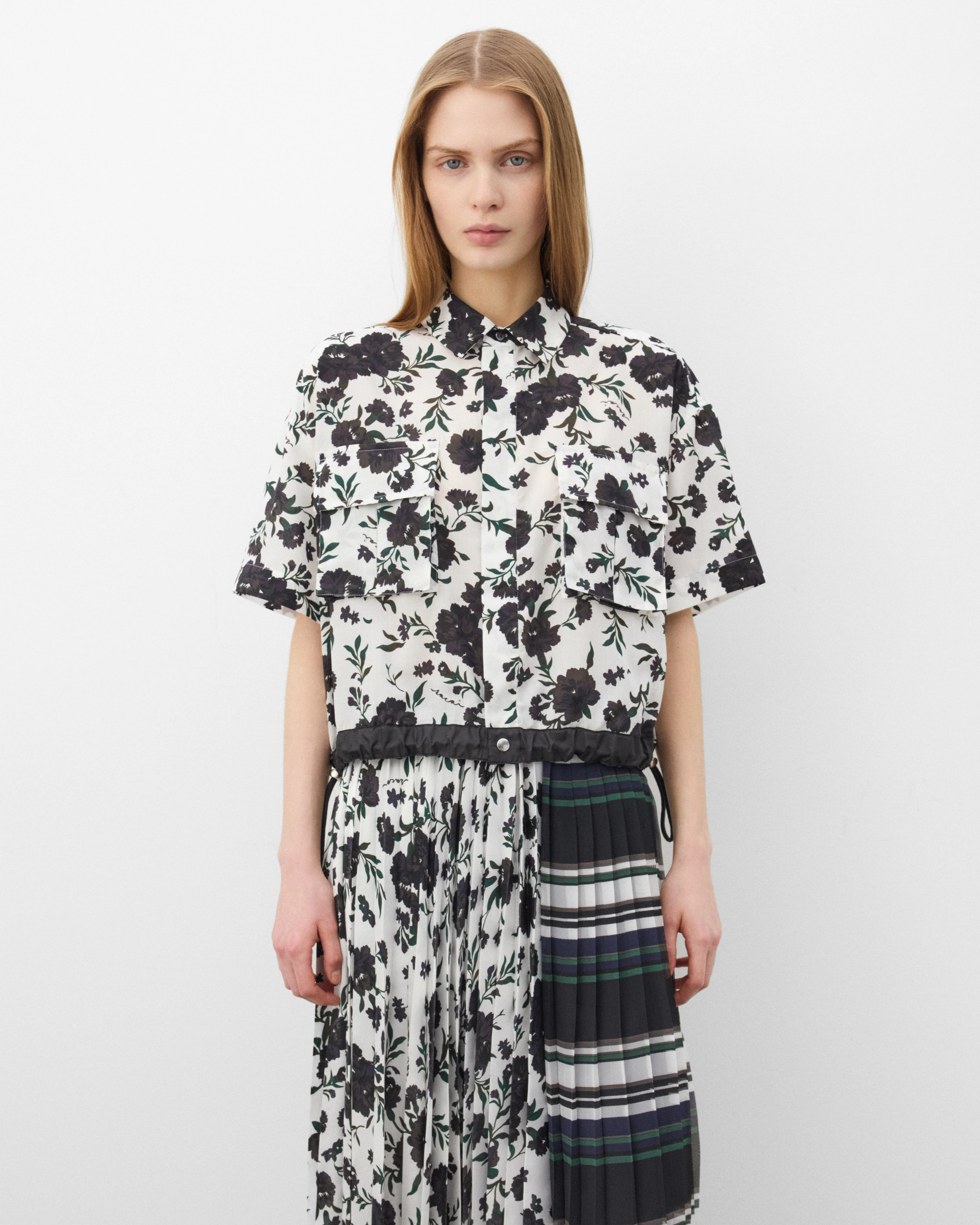 Sacai - Women's Floral Shirt - (Black/White) - Image 3