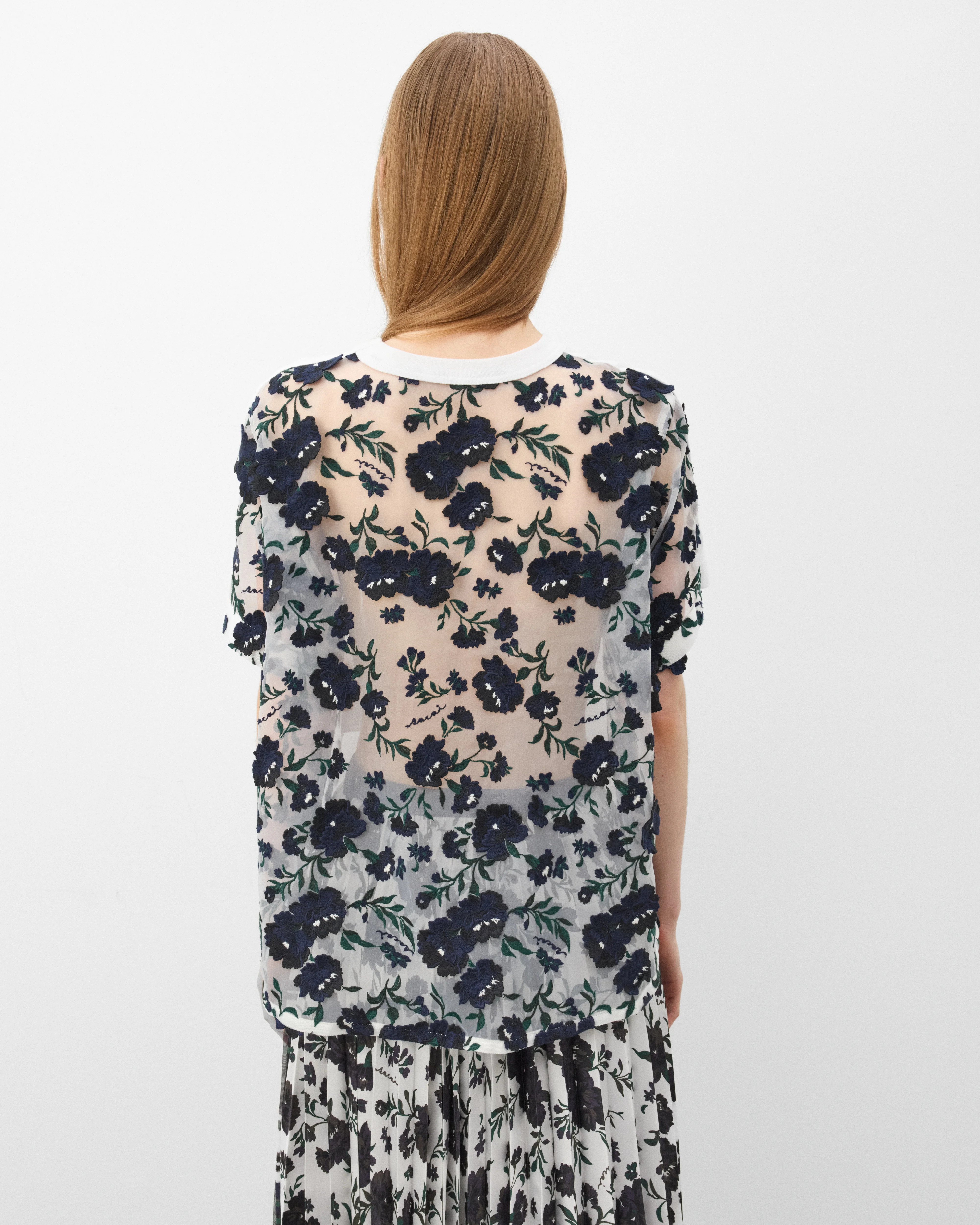 Sacai - Women's Floral T-Shirt - (White/Black) - Image 5