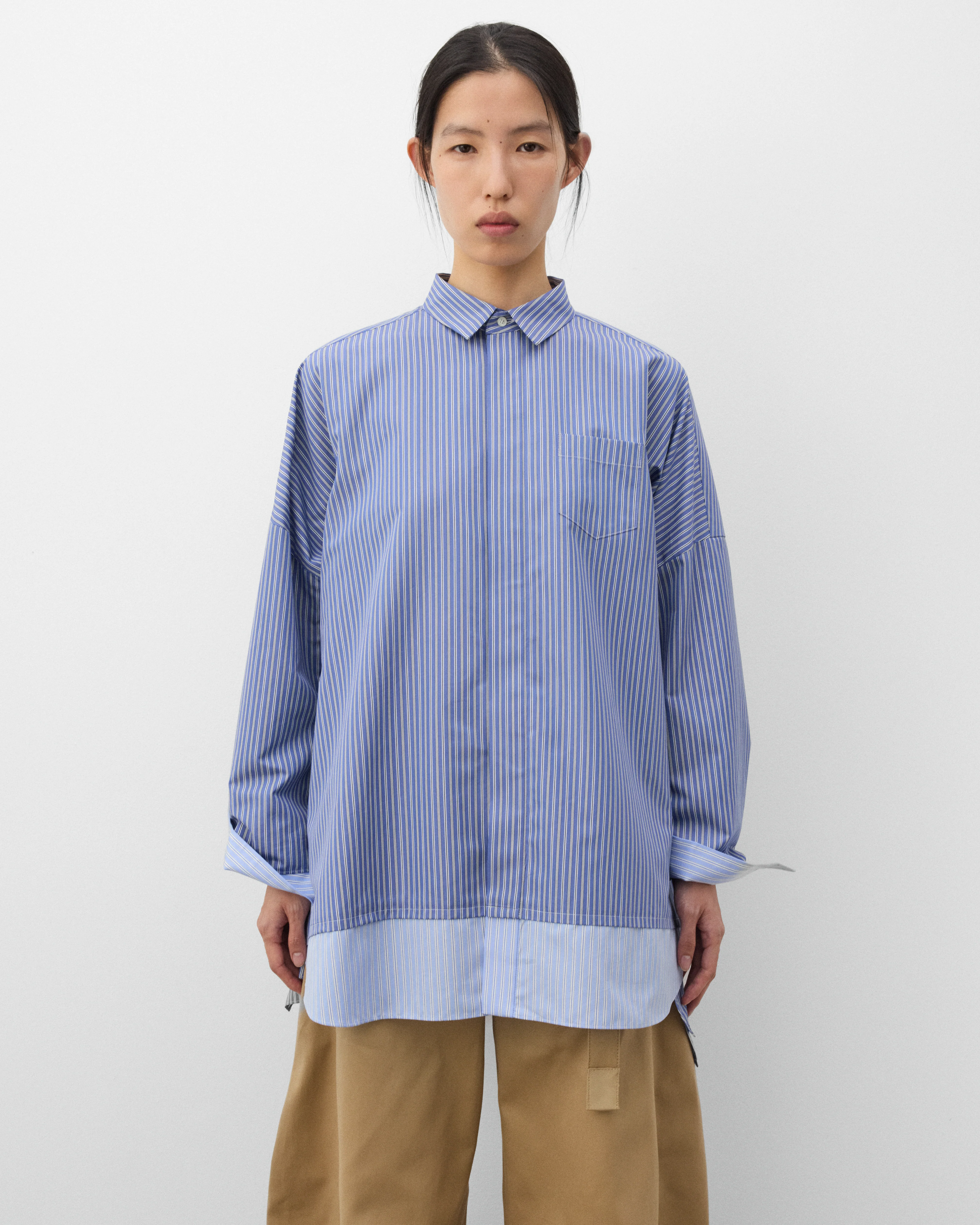 Sacai - Women's Poplin Shirt - (Blue/Mix) - Image 3