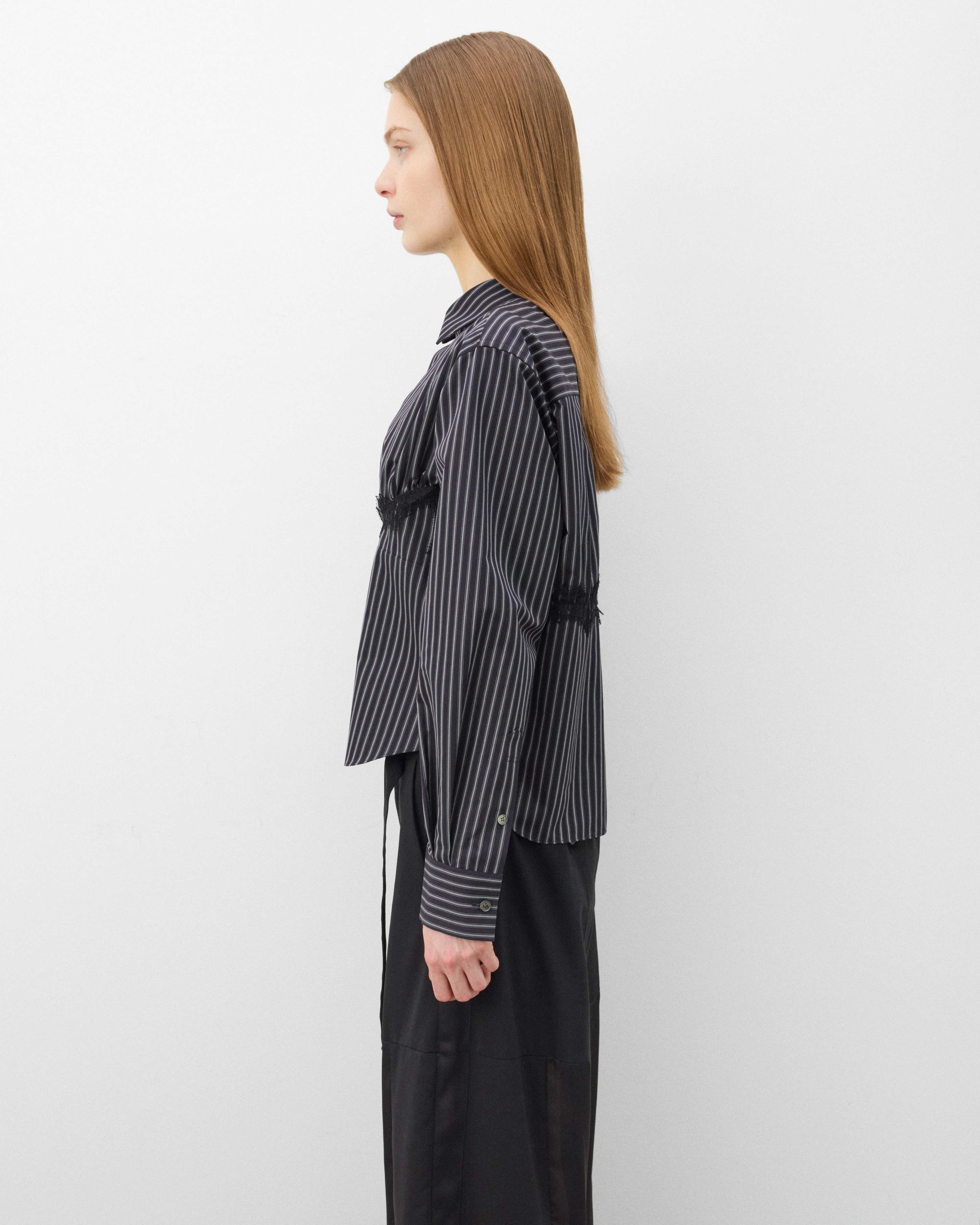 Sacai - Women's Poplin Stripe Shirt - (Black) - Image 4