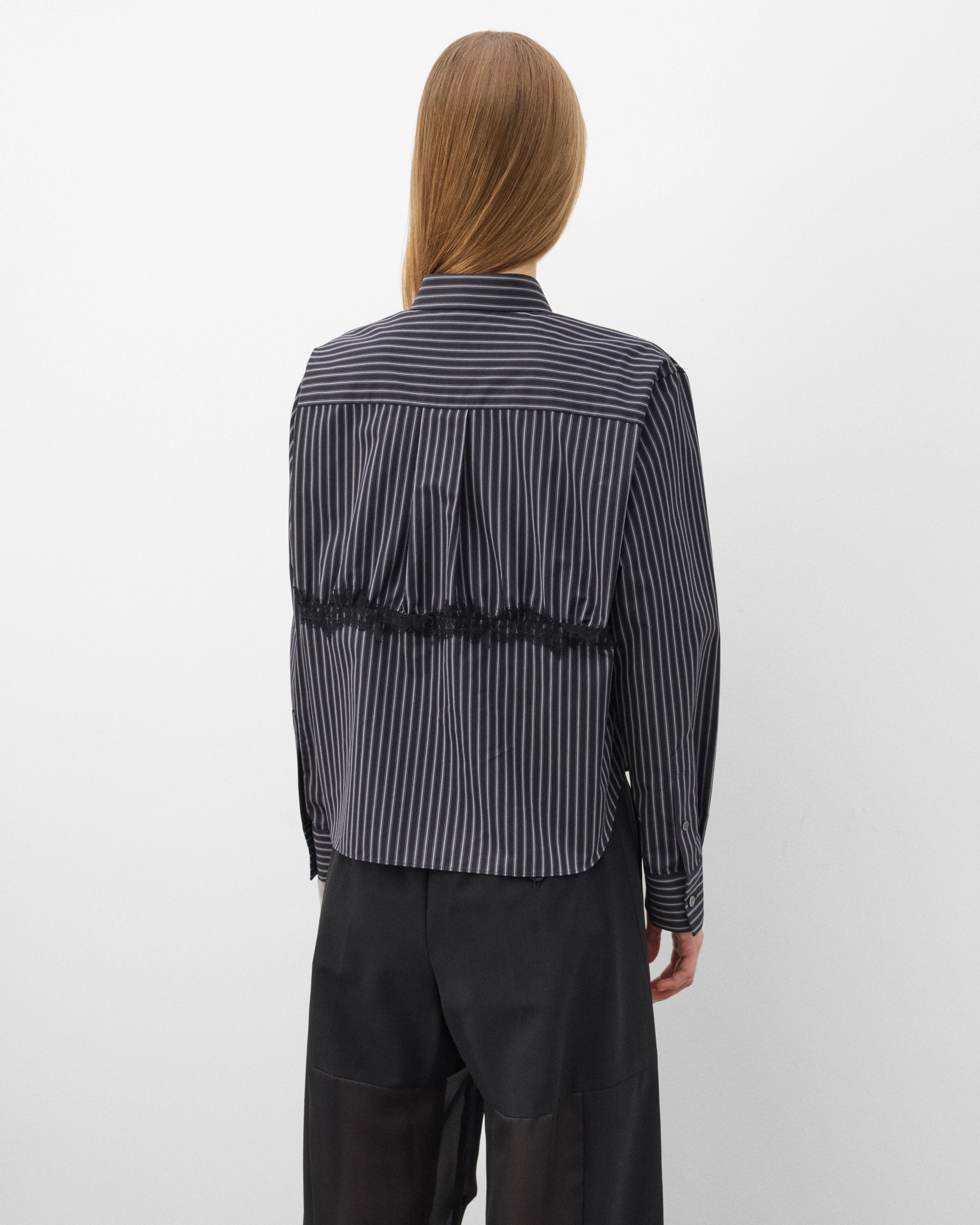 Sacai - Women's Poplin Stripe Shirt - (Black) - Image 5