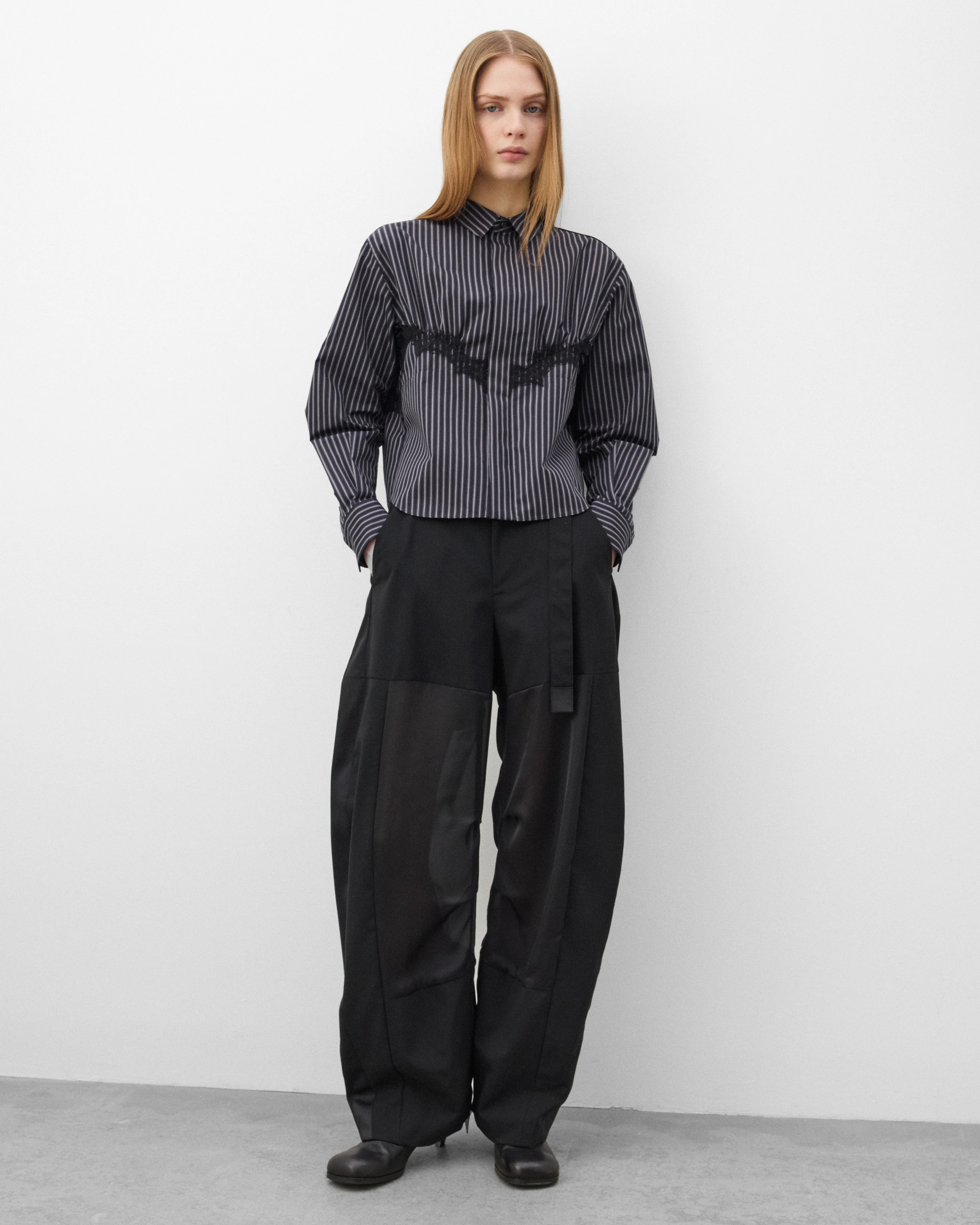 Sacai - Women's Poplin Stripe Shirt - (Black) - Image 6