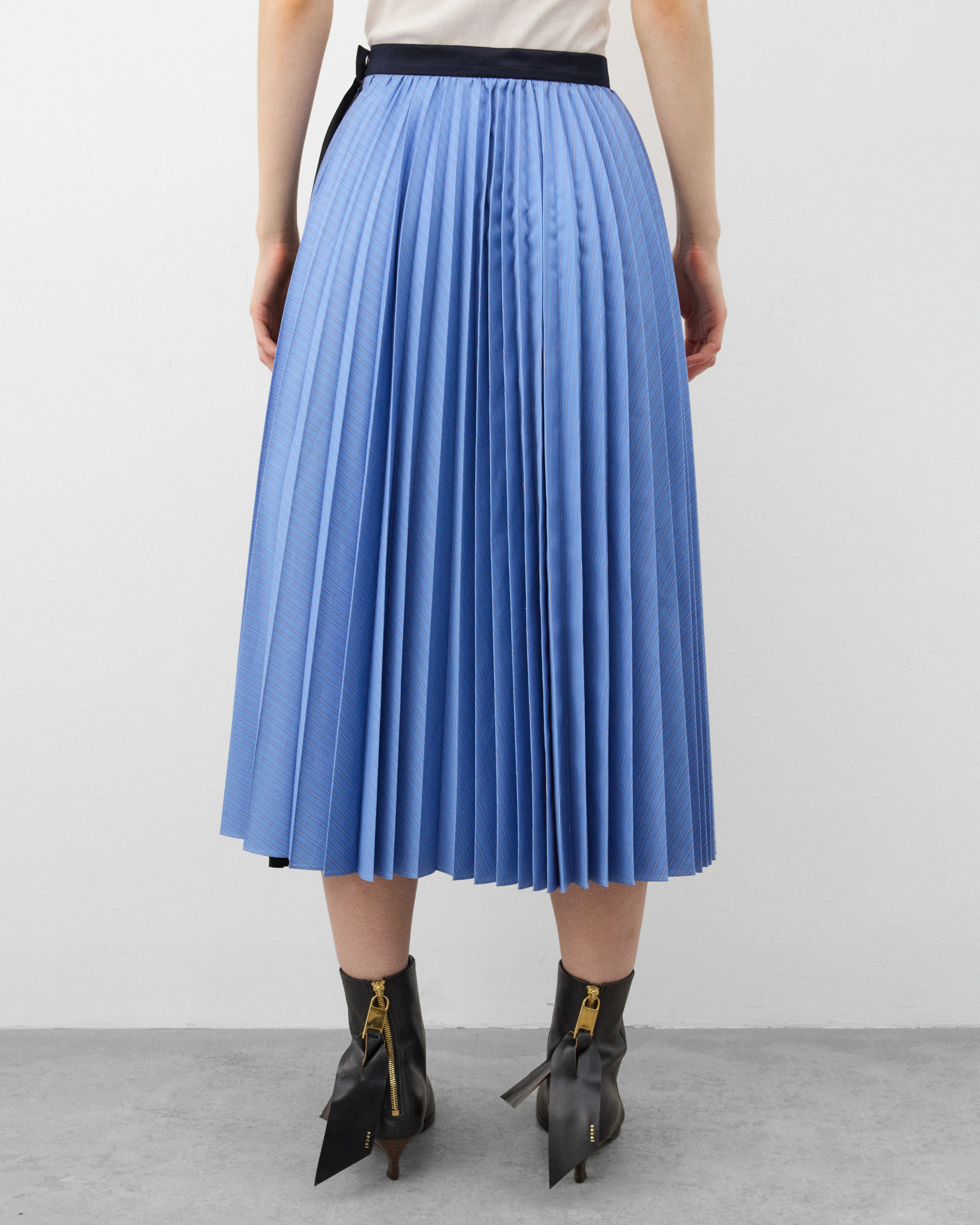 Sacai - Women's Poplin Skirt - (Blue/Black) - Image 5