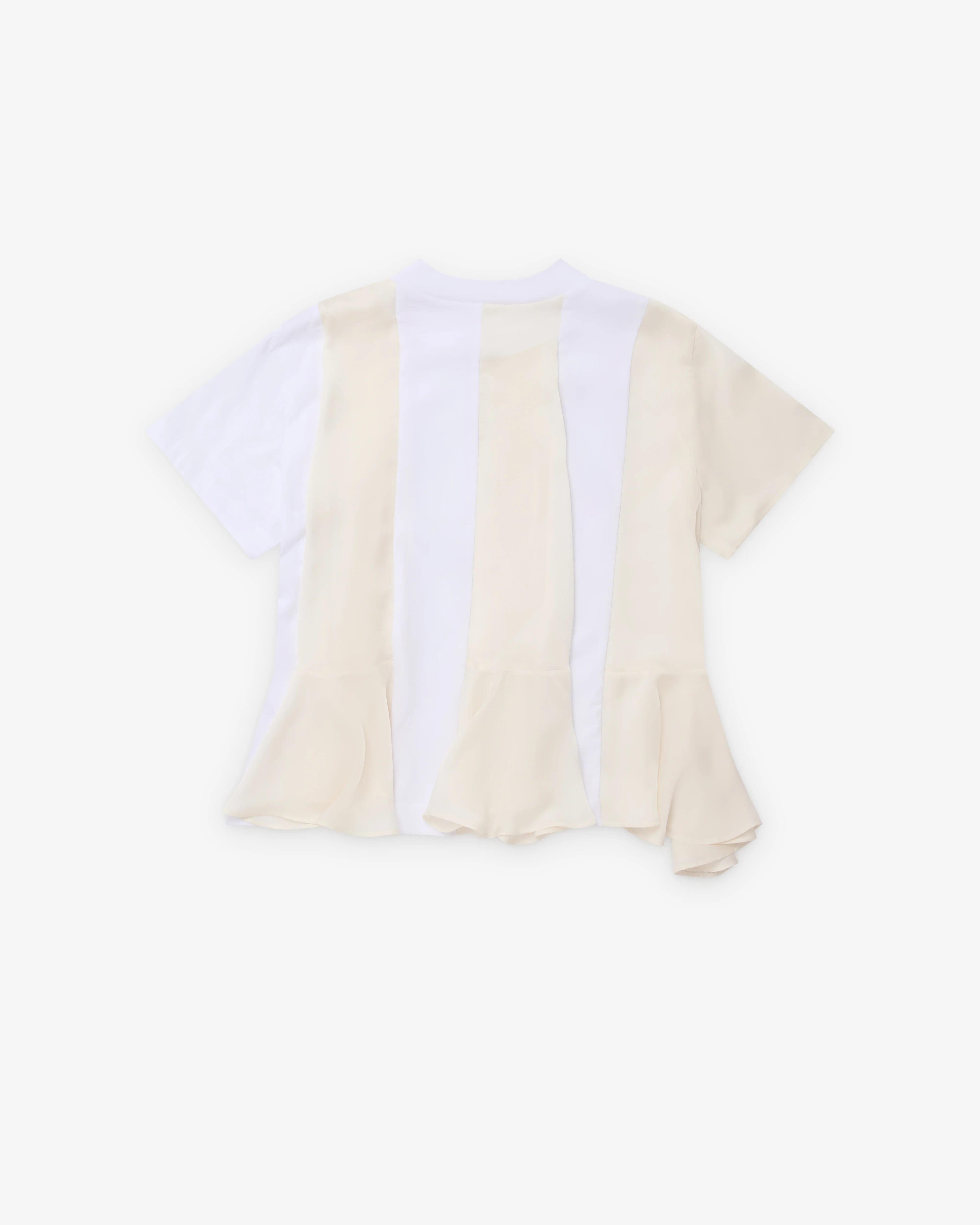 Sacai - Women's Satin X Cotton Jersey T-Shirt - (White/Cream) - Image 2
