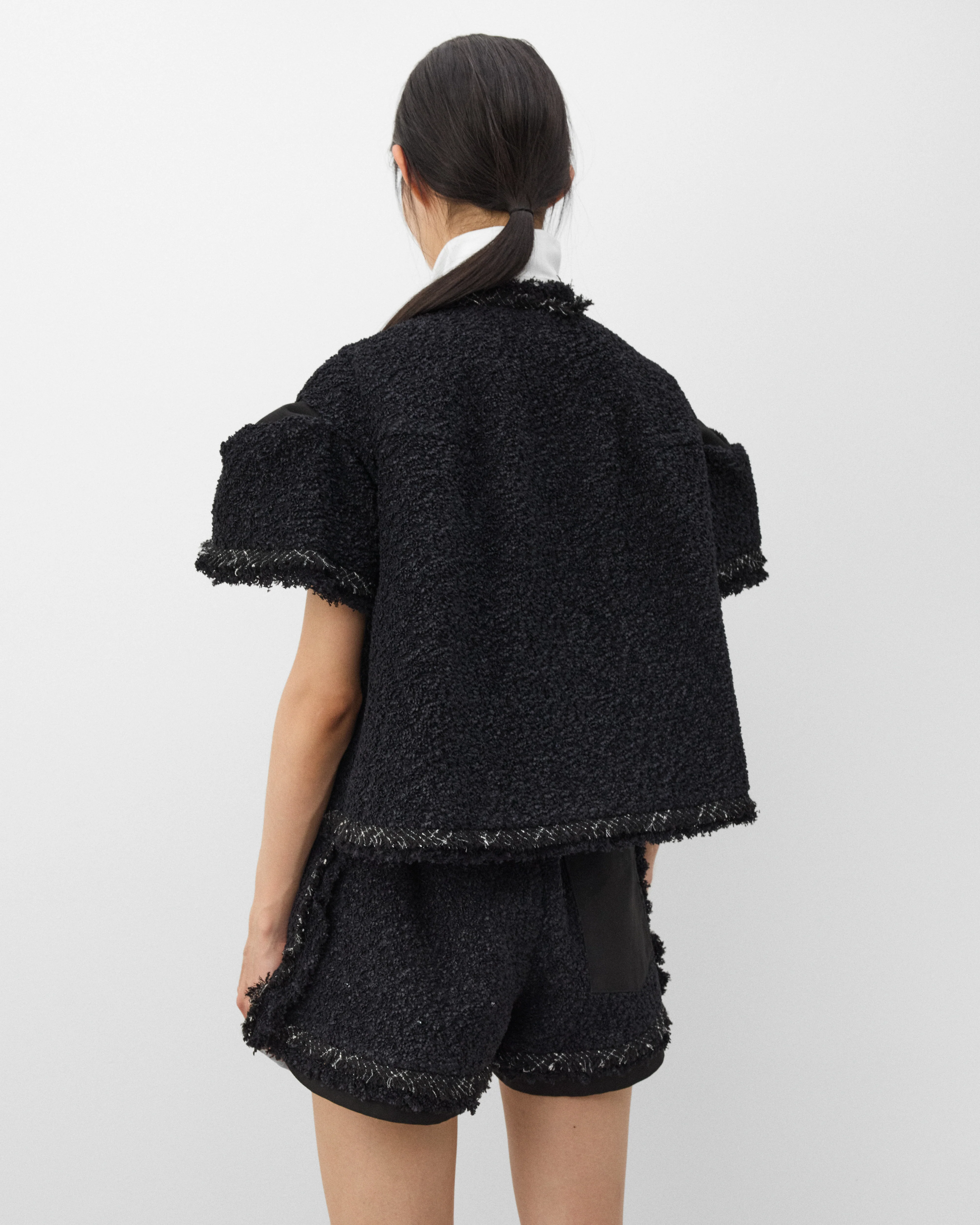 sacai - Women's Tweed Jacket - (Black) - Image 5