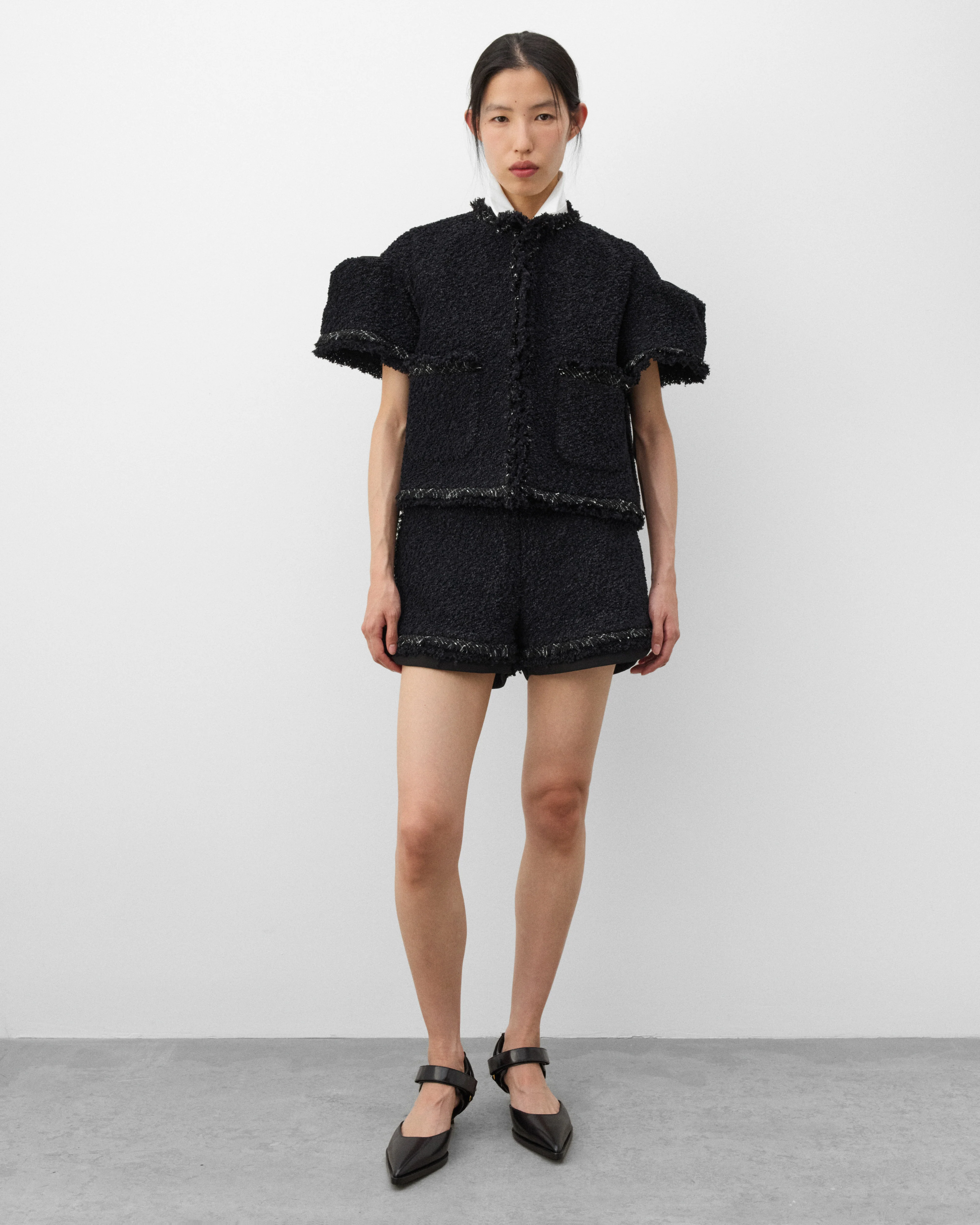 sacai - Women's Tweed Jacket - (Black) - Image 6