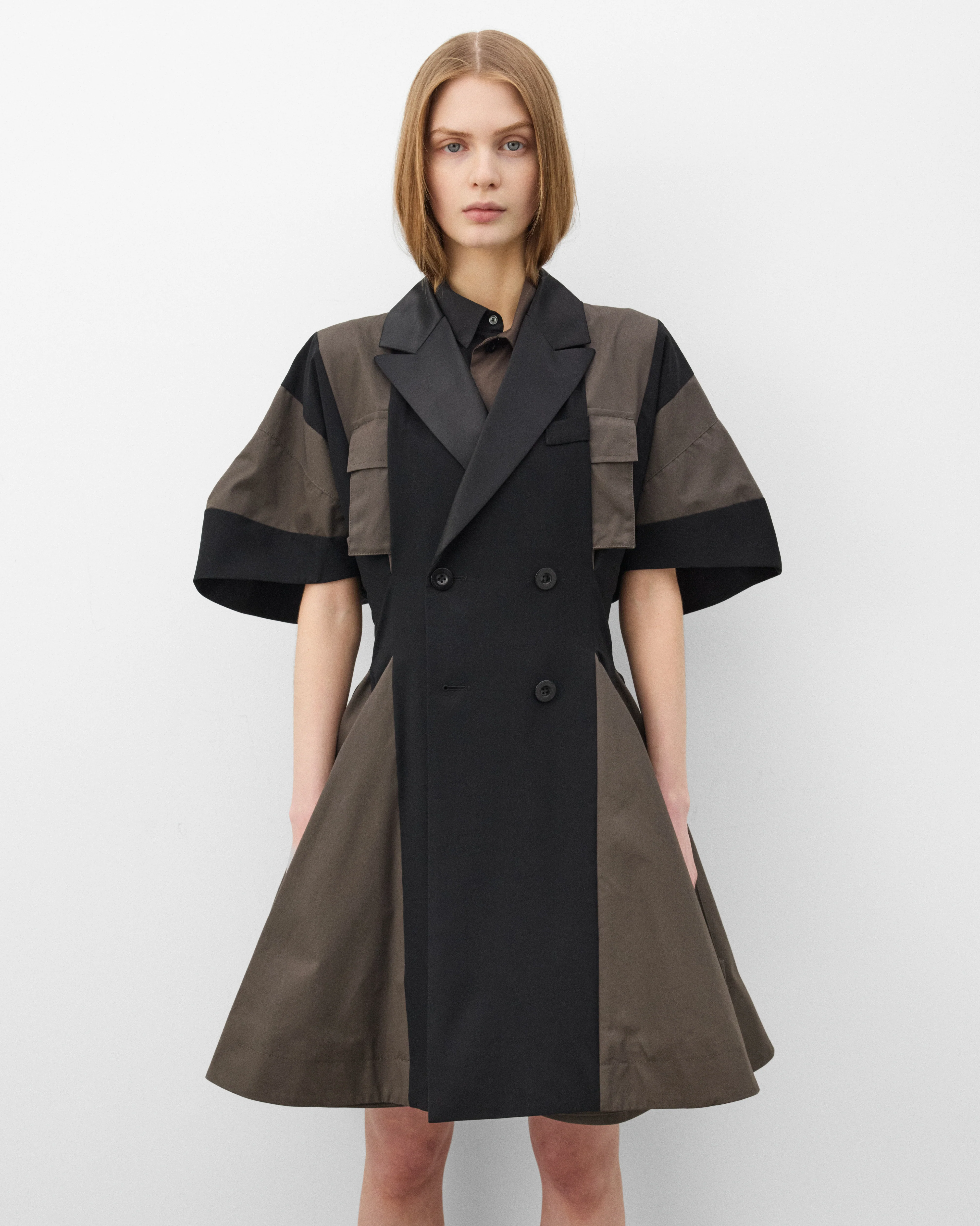 Sacai - Women's Wool Suiting Dress - (Navy/Green) - Image 3
