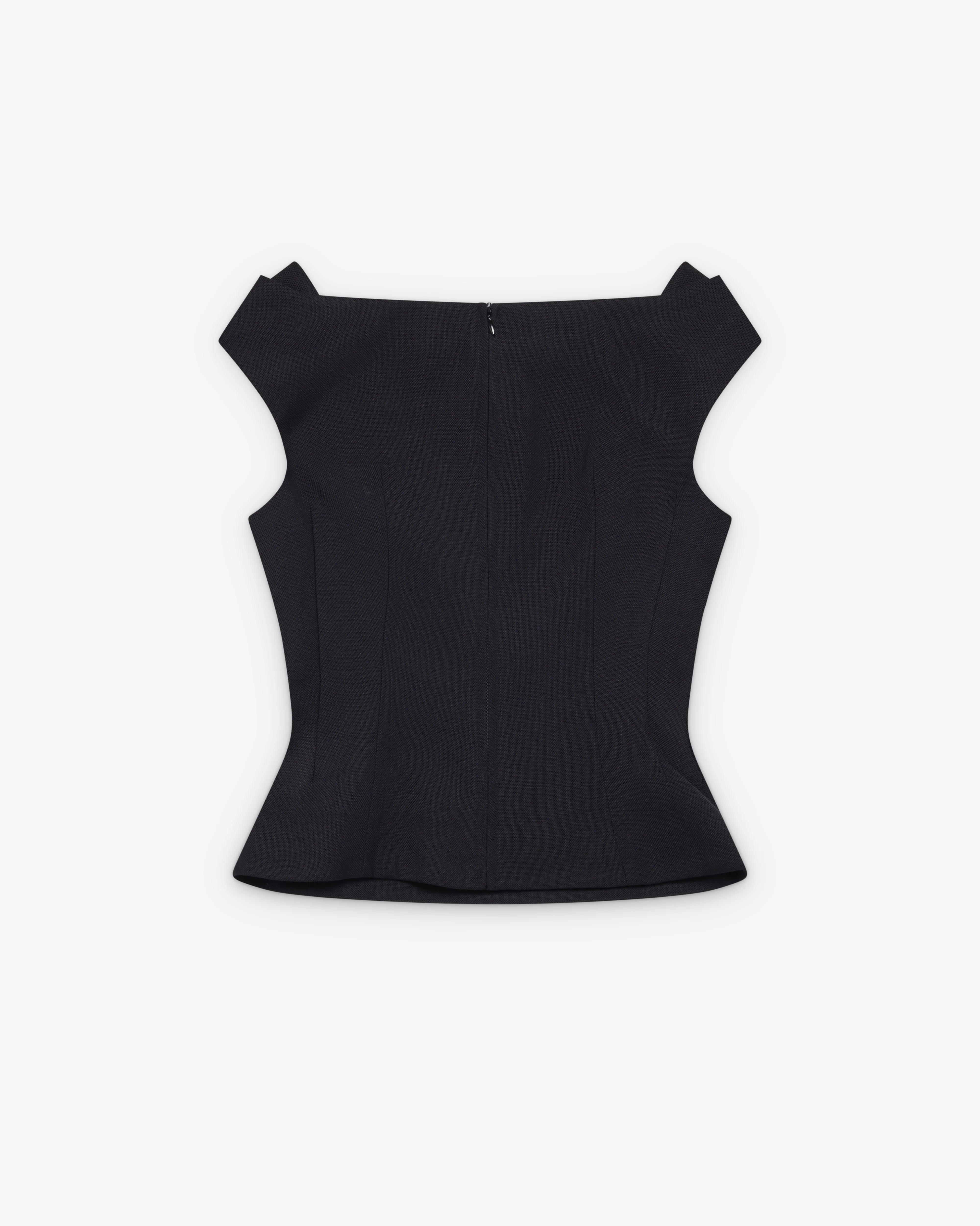 SHUSHU/TONG - Women's Keyhole Cold-Shoulder Crop Top - (Navy Blue) - Image 2