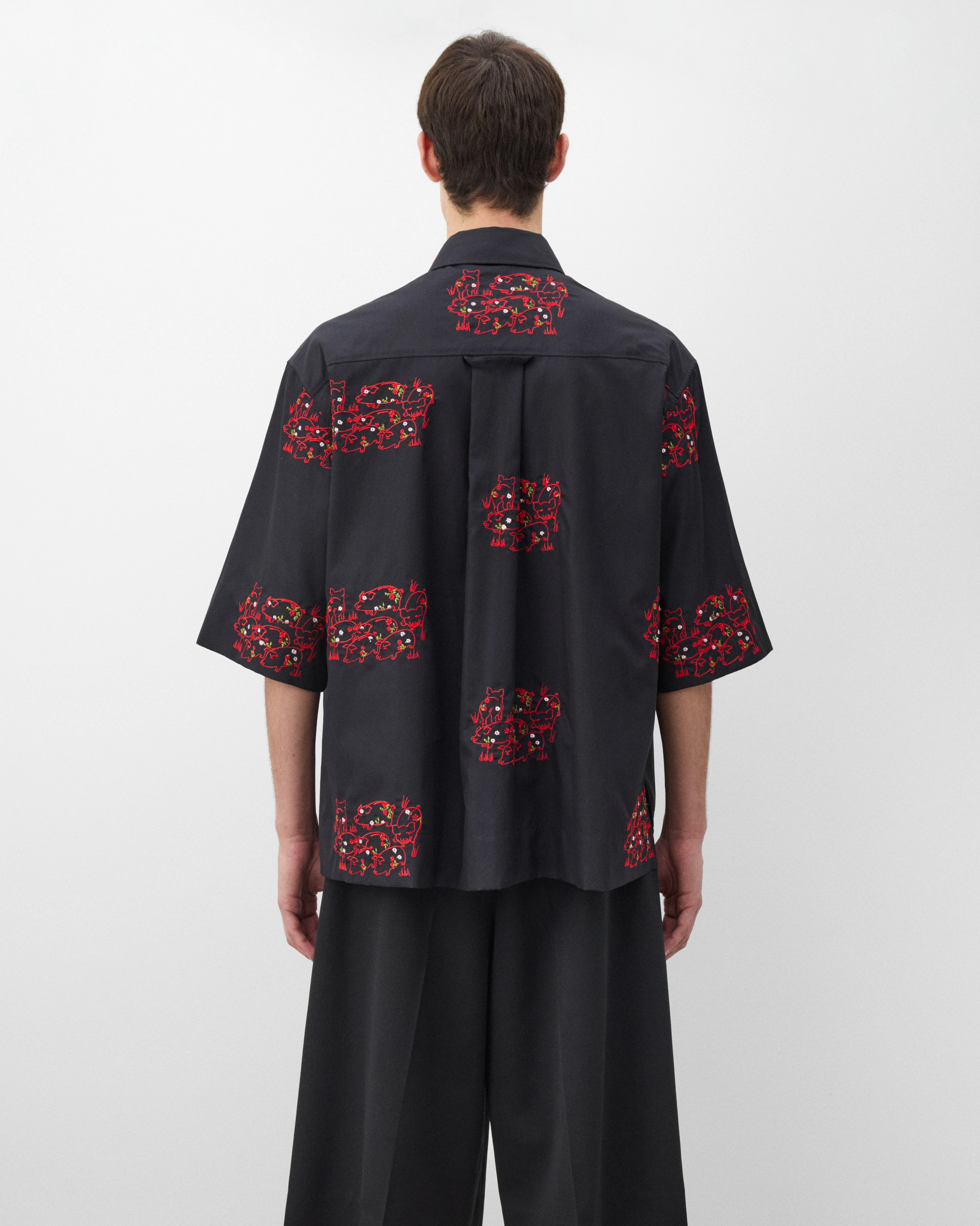 Simone Rocha - Men's Boxy Pen Pocket Shirt - (Red/Black) - Image 5
