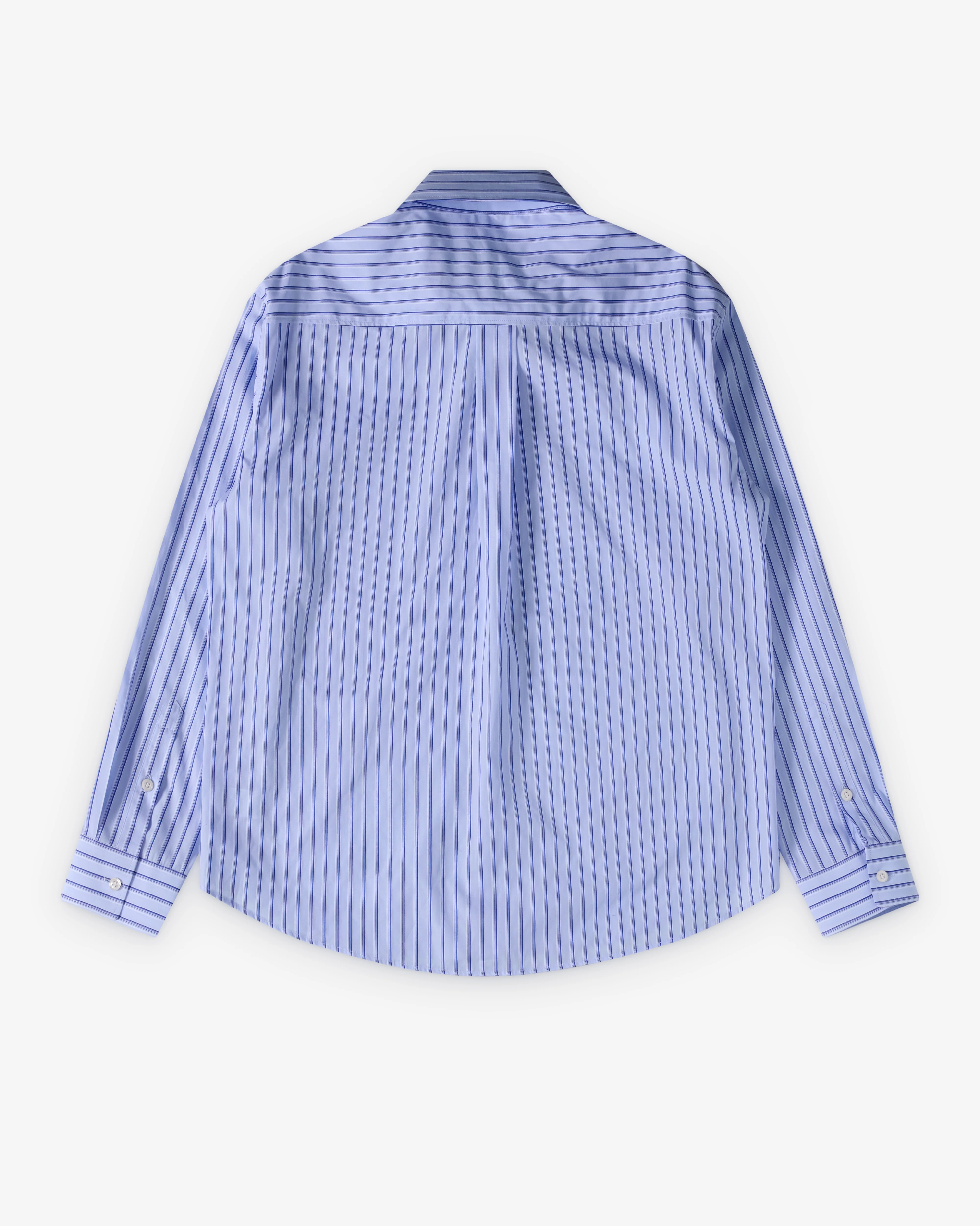 Simone Rocha - Men's Pearl Collar Striped Shirt - (Pale Blue Stripe) - Image 2