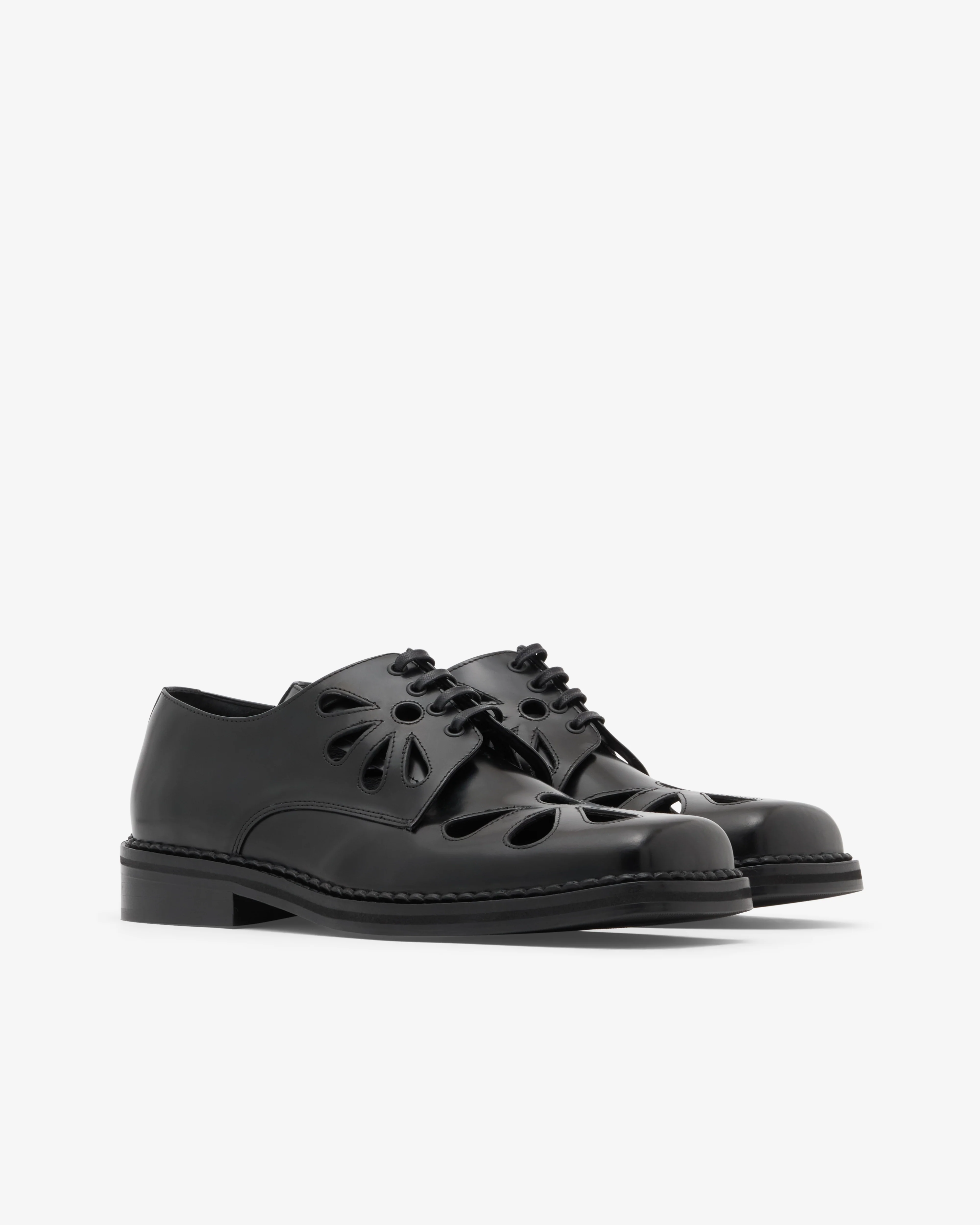 Simone Rocha - Men's Daisy Cutout Square Toe Brogue - (Black) - Image 3