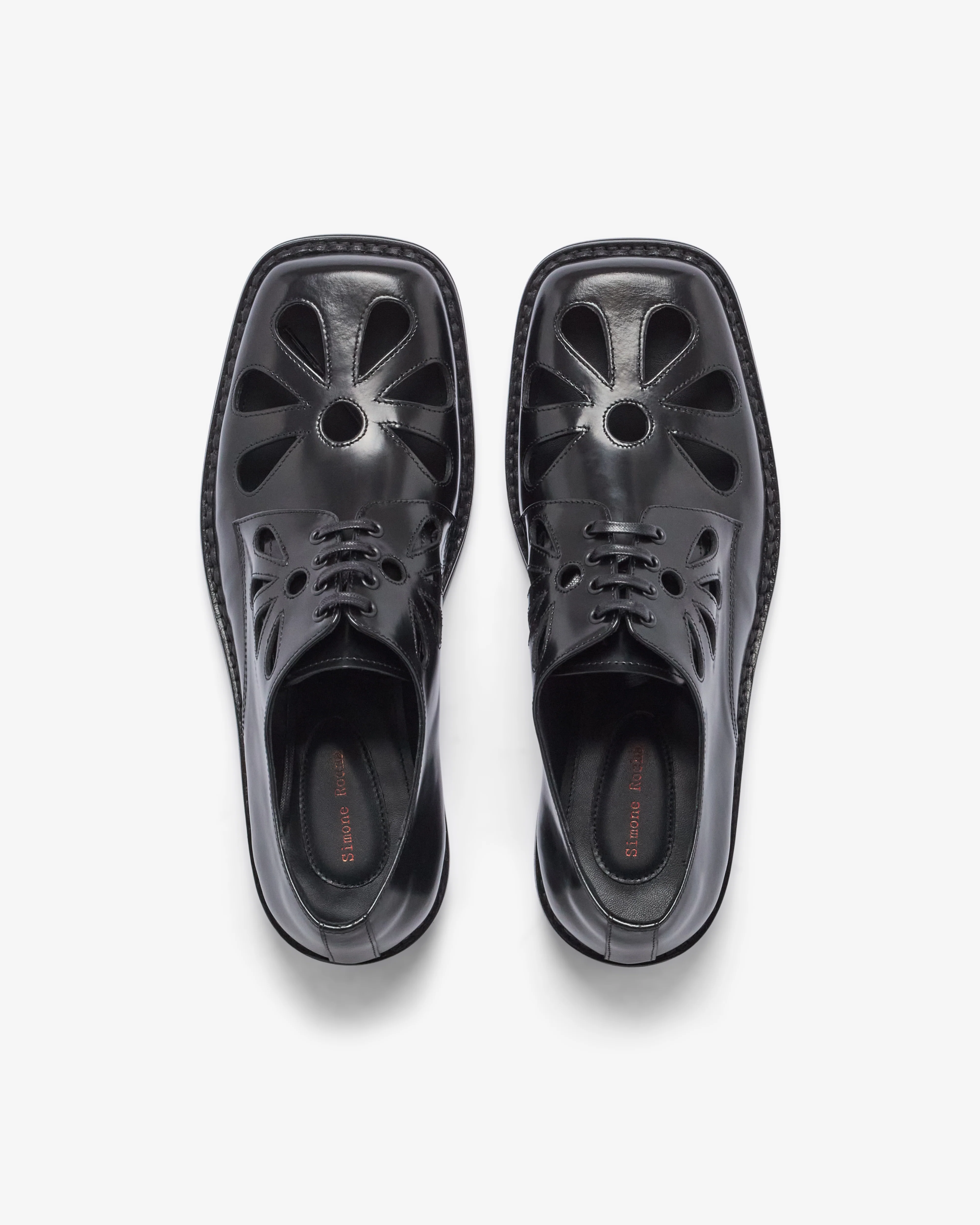 Simone Rocha - Men's Daisy Cutout Square Toe Brogue - (Black) - Image 5