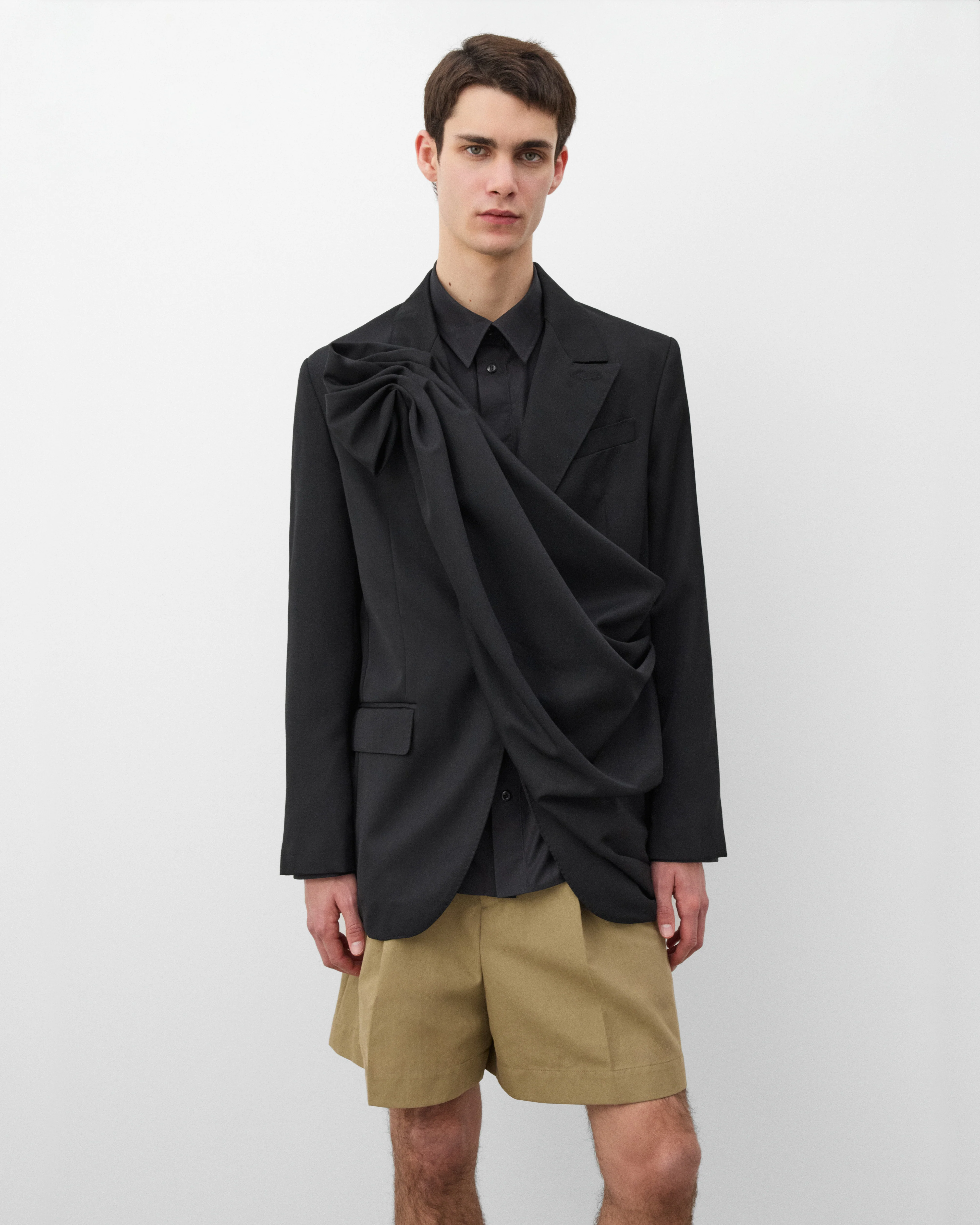 Simone Rocha - Men's Gathered Flower Sash Jacket - (Black) - Image 3