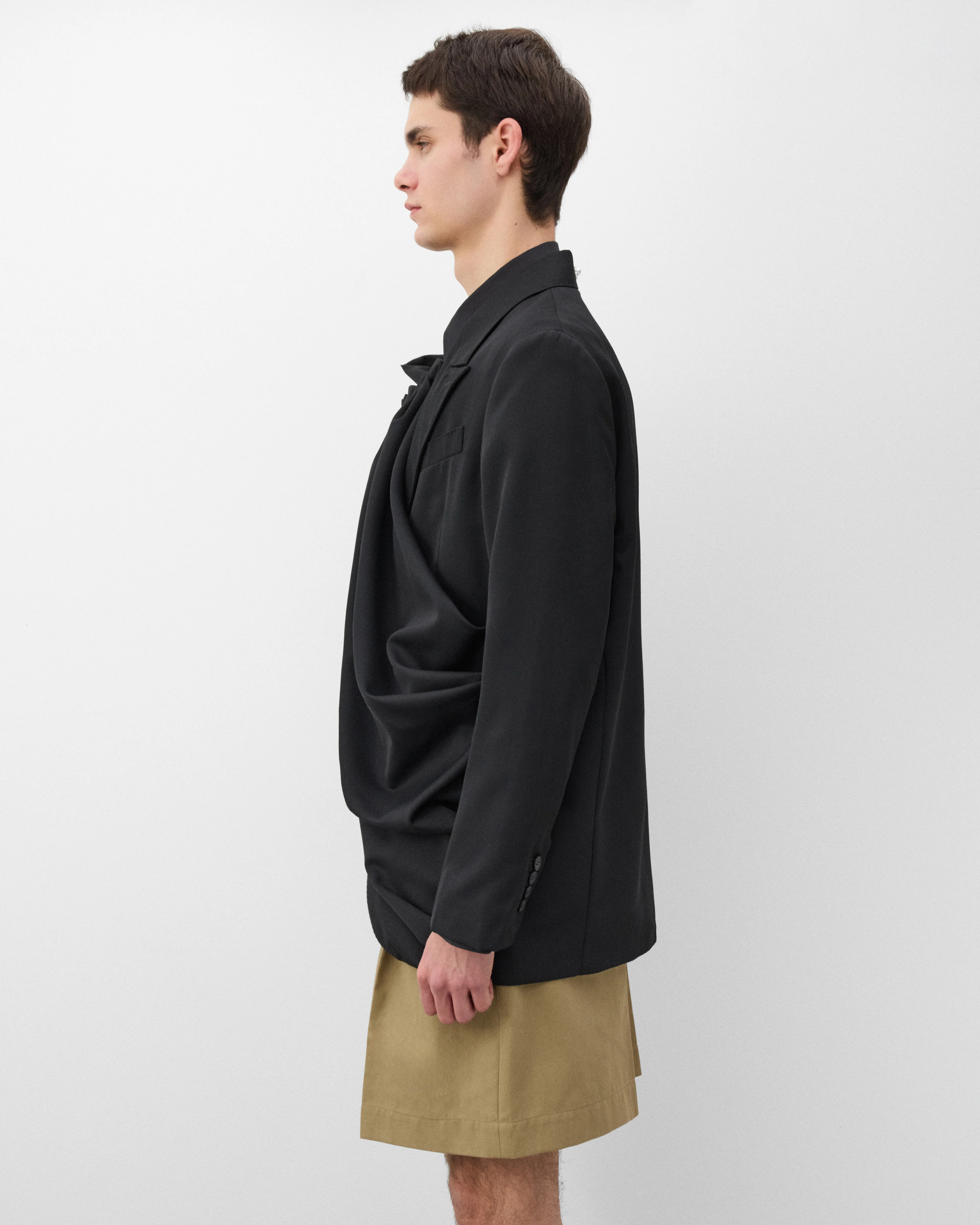 Simone Rocha - Men's Gathered Flower Sash Jacket - (Black) - Image 5