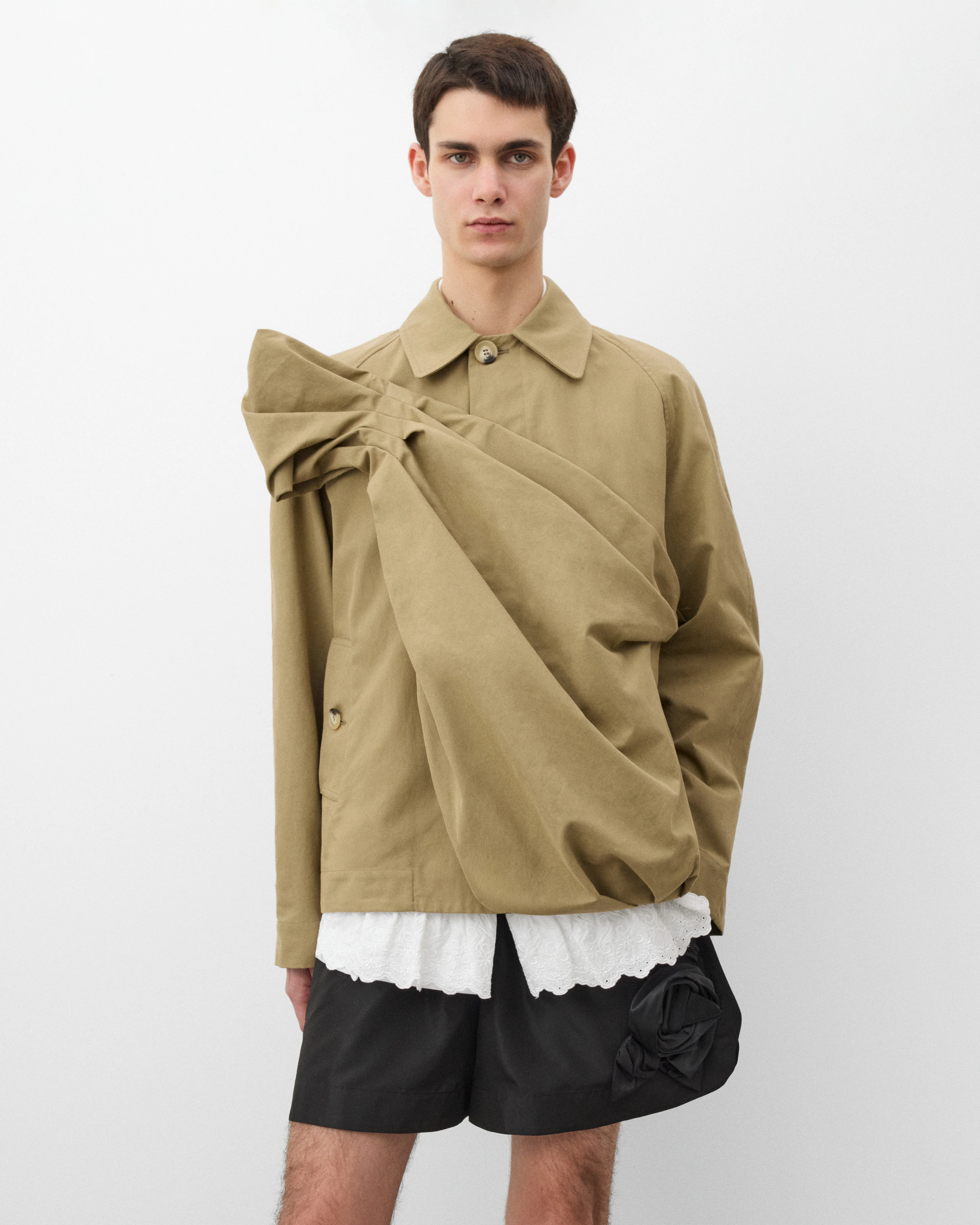 Simone Rocha - Men's Gathered Flower Sash Jacket - (Khaki) - Image 3