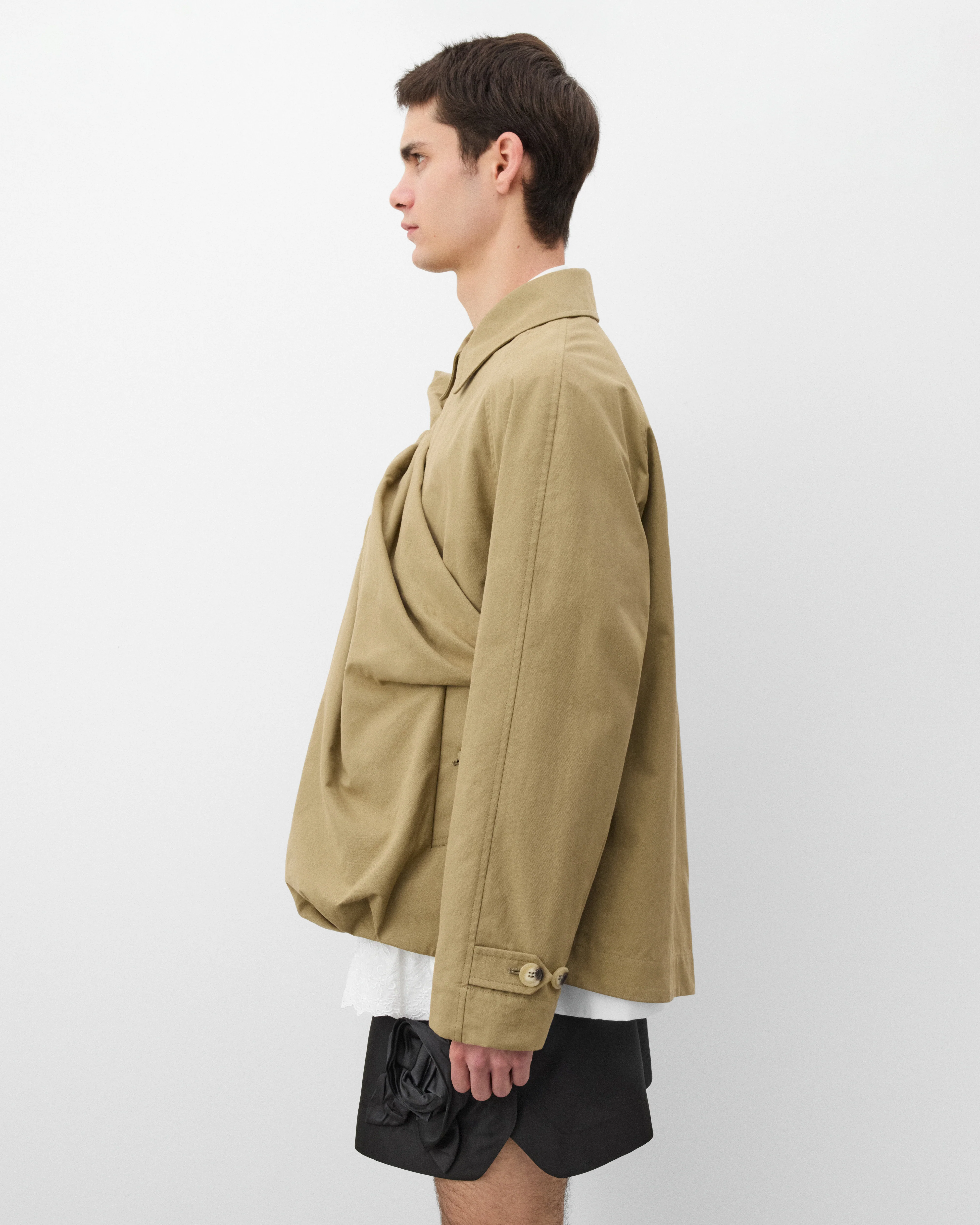 Simone Rocha - Men's Gathered Flower Sash Jacket - (Khaki) - Image 4