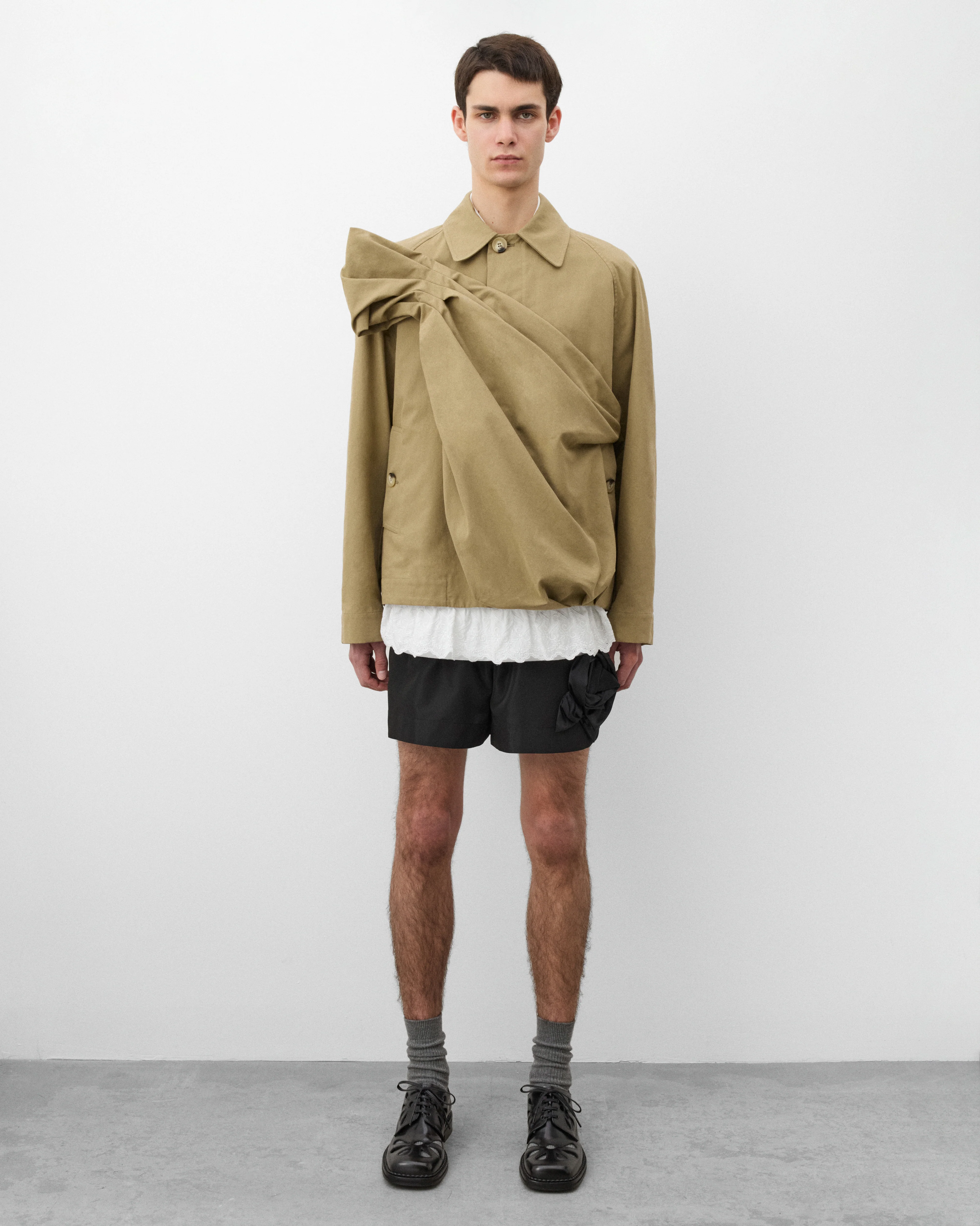Simone Rocha - Men's Gathered Flower Sash Jacket - (Khaki) - Image 6