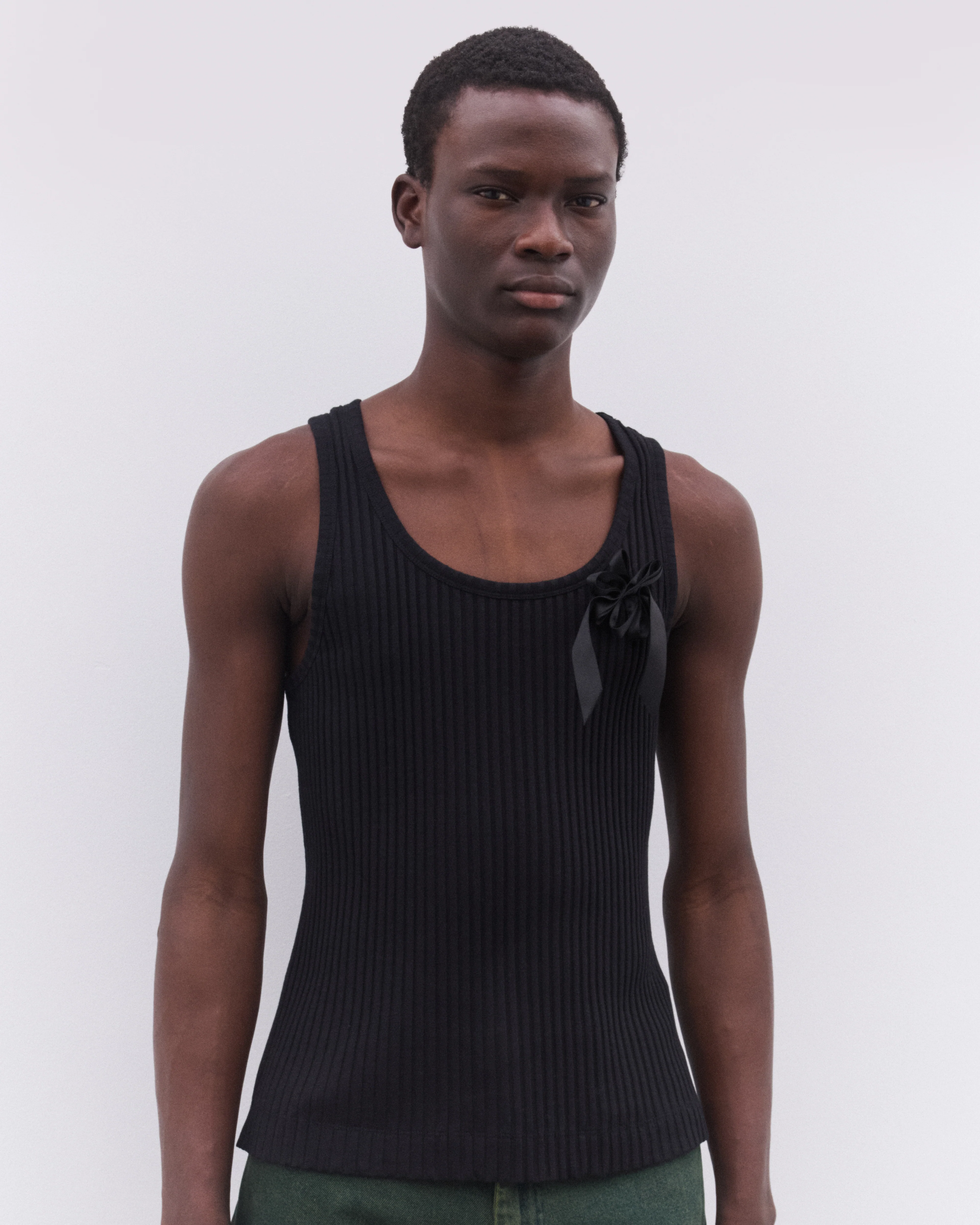 Simone Rocha - Men’s Ribbon Daisy Vest - (Black/Black) - Image 3
