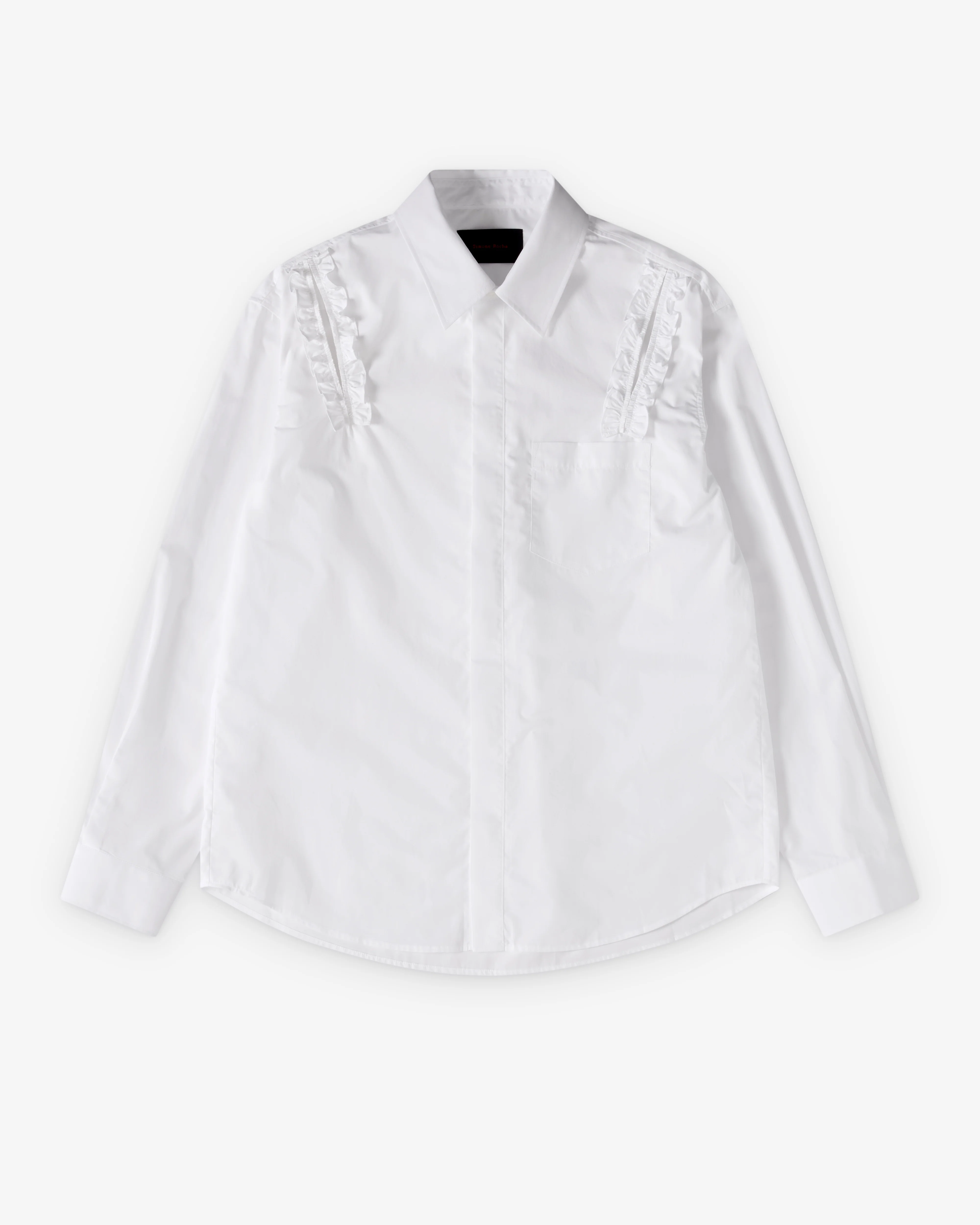 Simone Rocha - Men's Ruffle Concealed Button Shirt - (White)