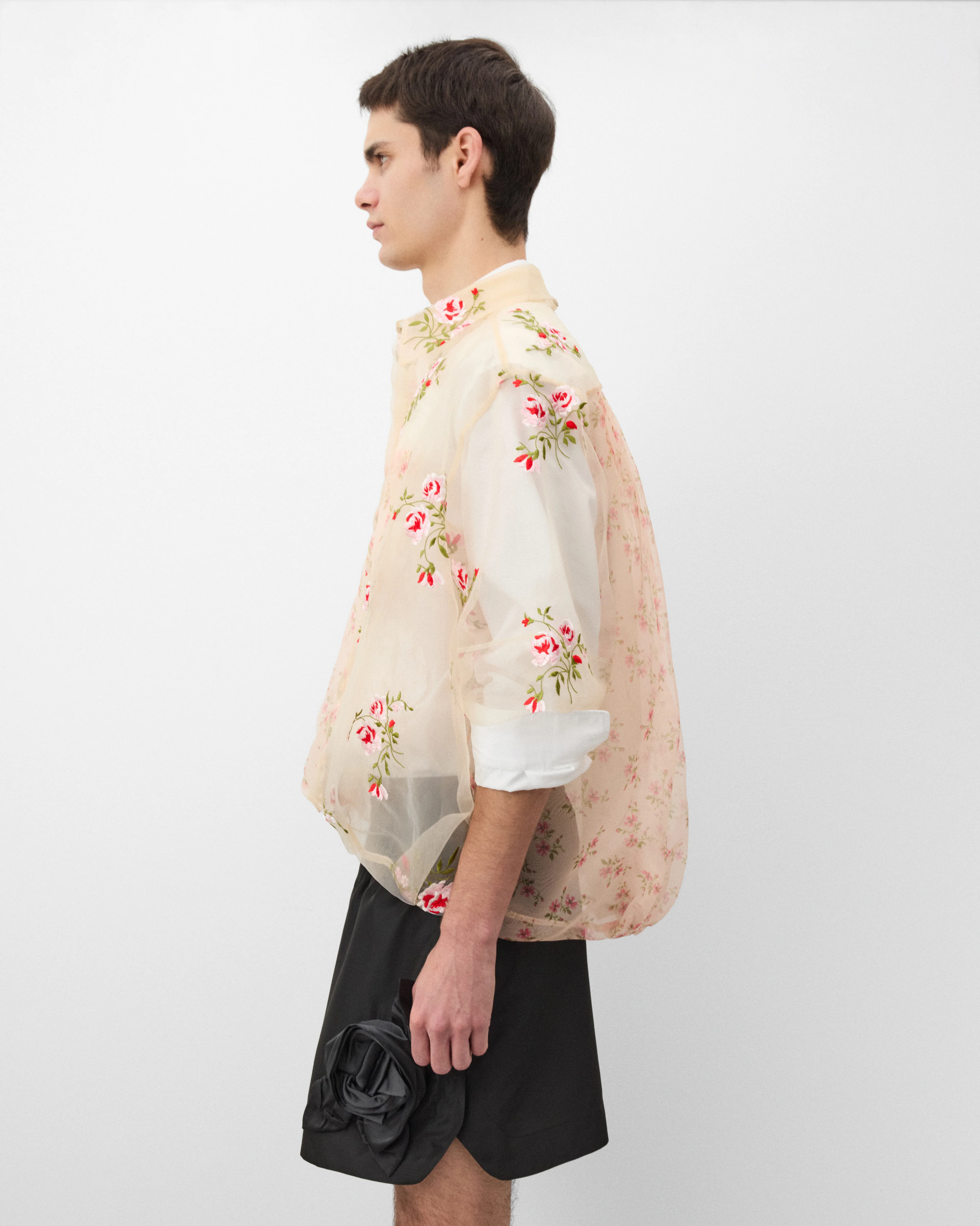 Simone Rocha - Men's Sheer Patchwork Balloon Hem Shirt - (Nude) - Image 4