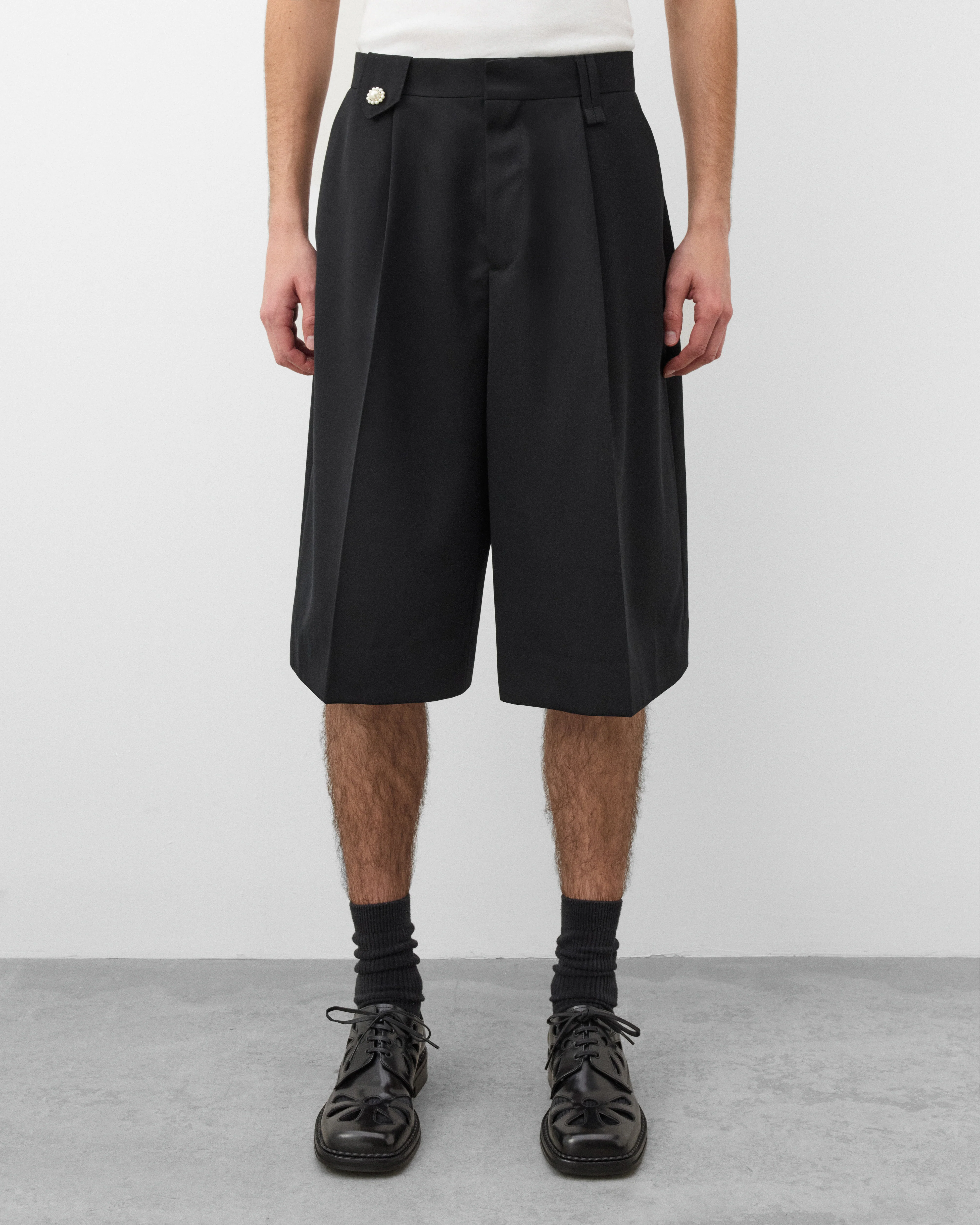 Simone Rocha - Men's Tailored Wide Leg Shorts - (Black) - Image 3