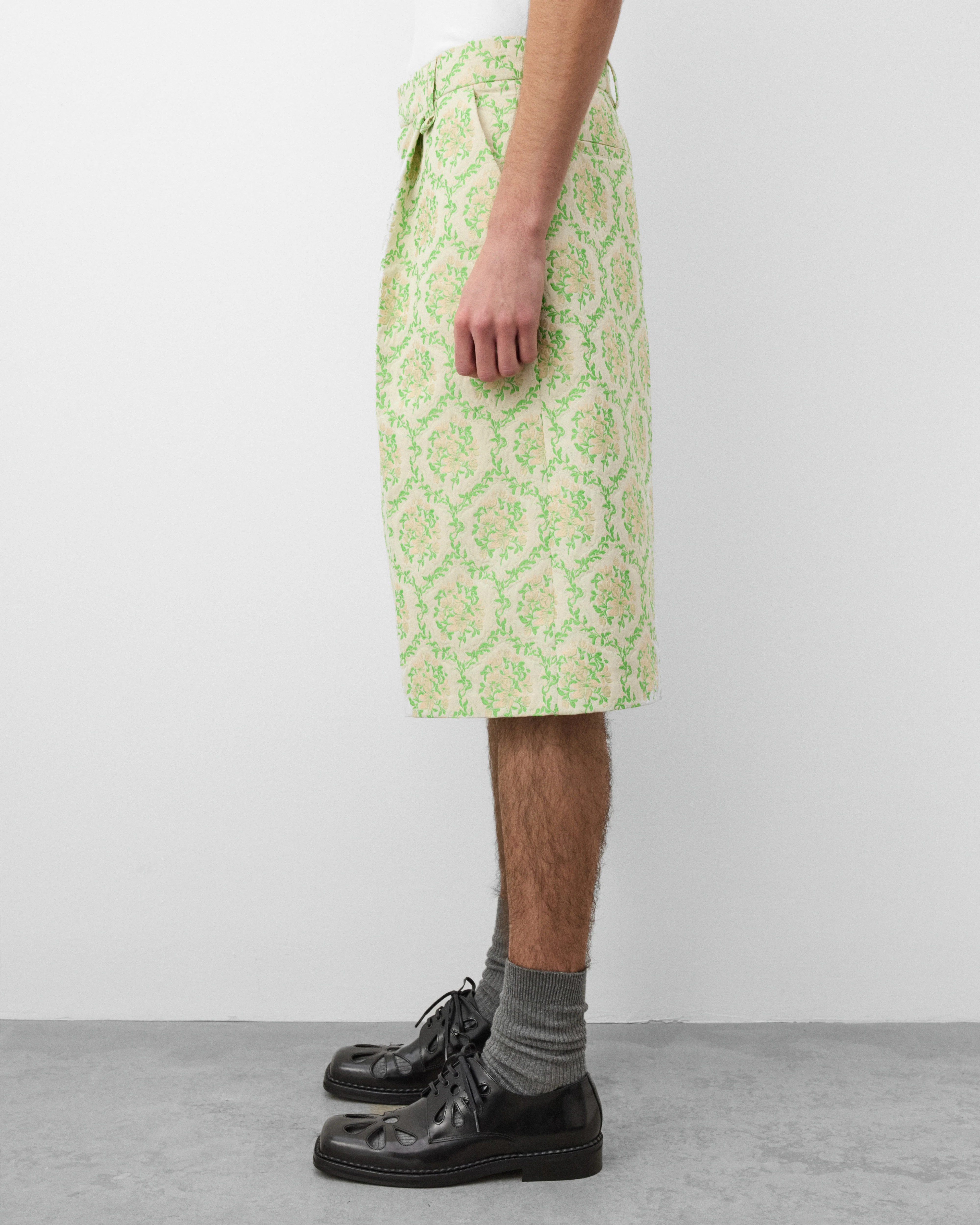 Simone Rocha - Men's Tailored Wide Leg Shorts - (Green Floral) - Image 4