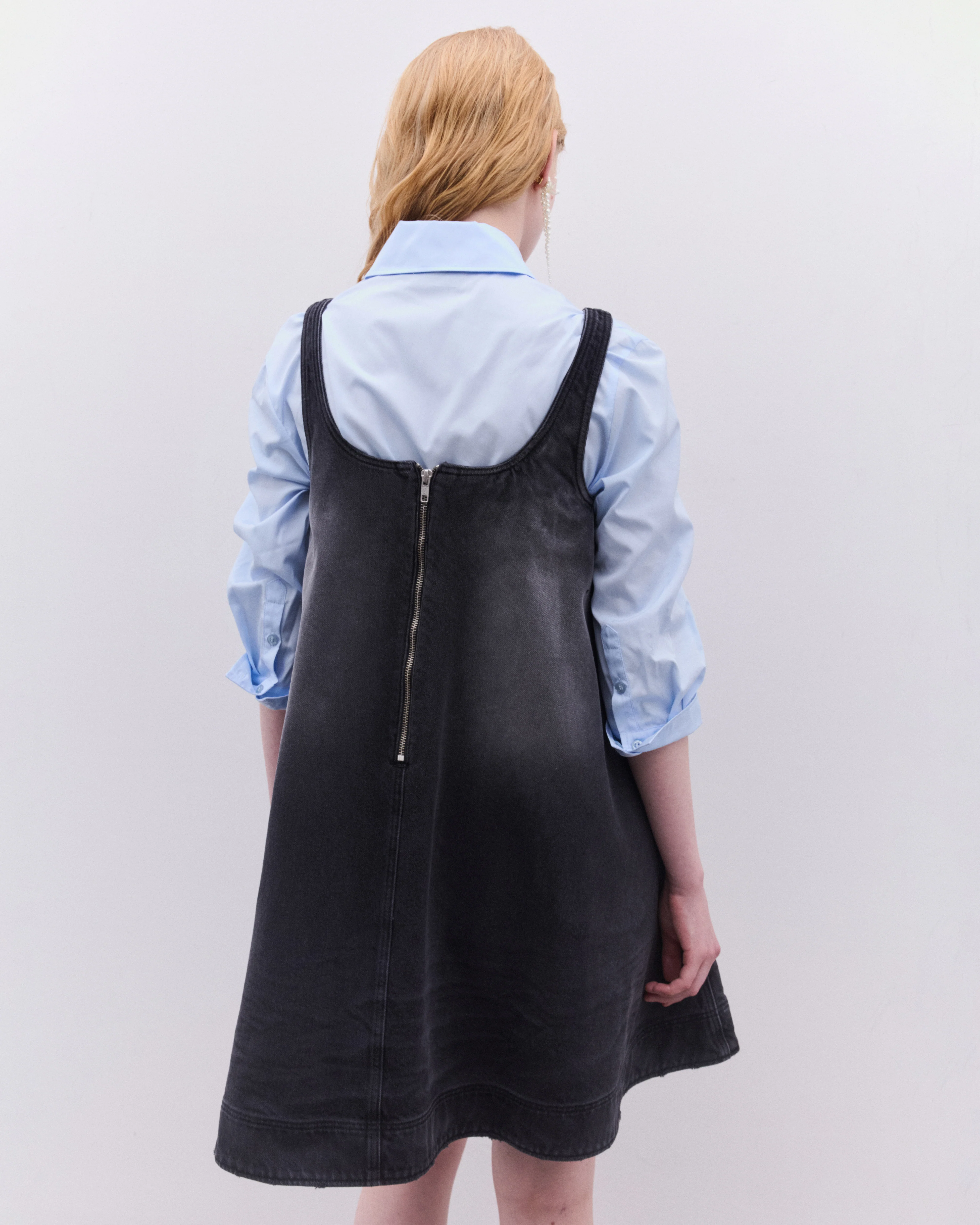Simone Rocha - Women's A-Line Denim Mini Dress - (Black Denim) - Image 4