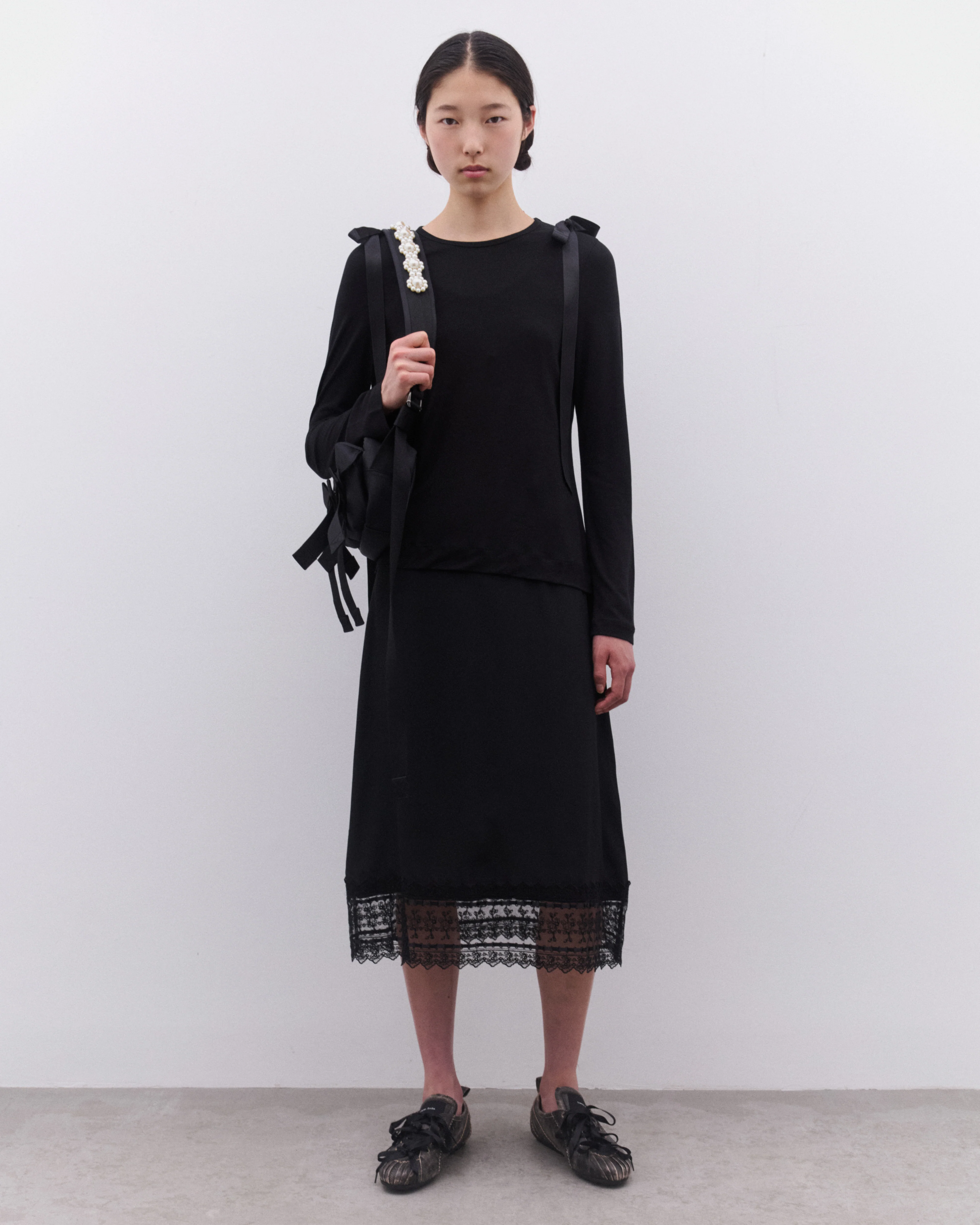 Simone Rocha - Women’s Ribbon Long Sleeve T-Shirt - (Black) - Image 6