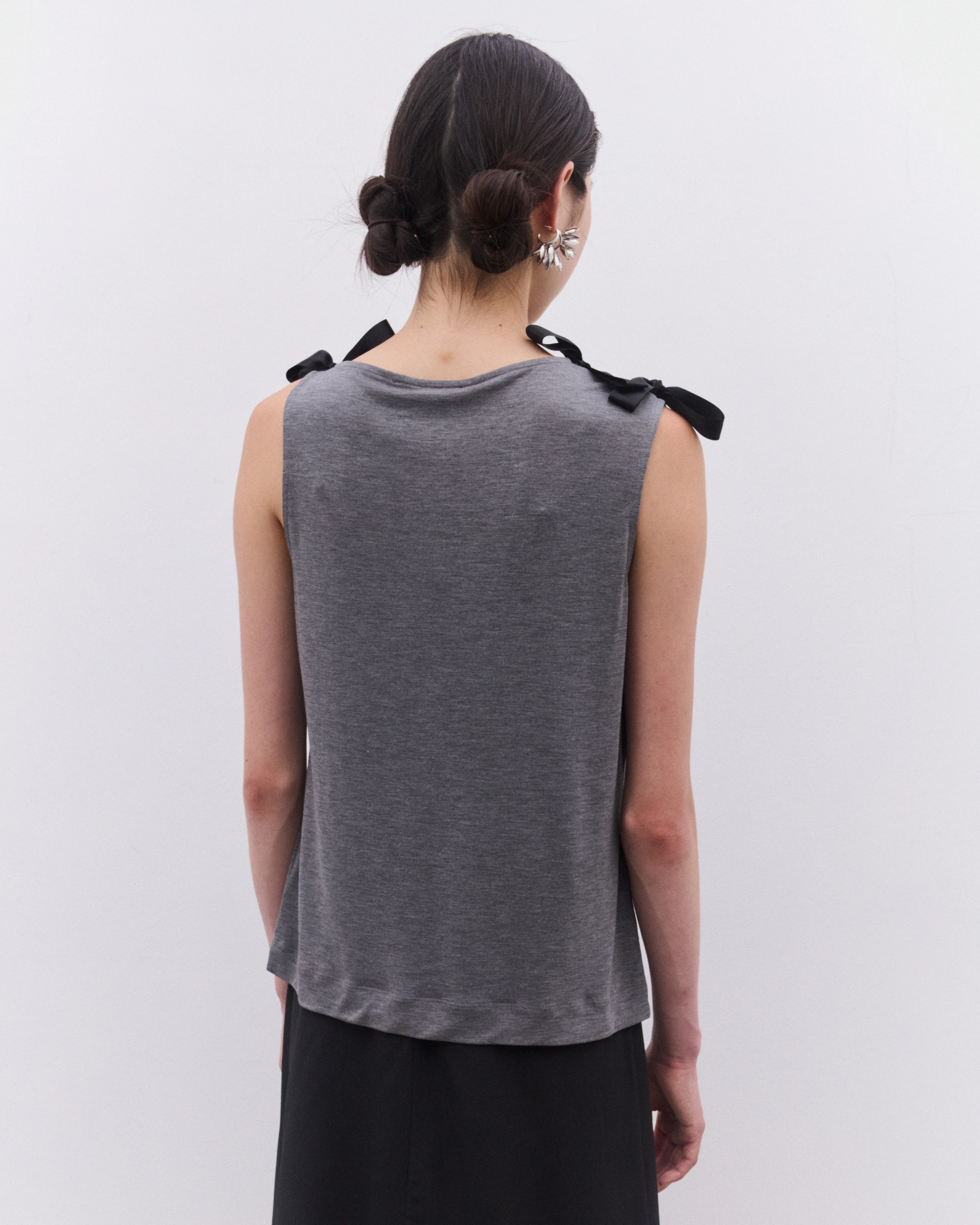 Simone Rocha - Women’s Ribbon Tank Top - (Grey Marl) - Image 5