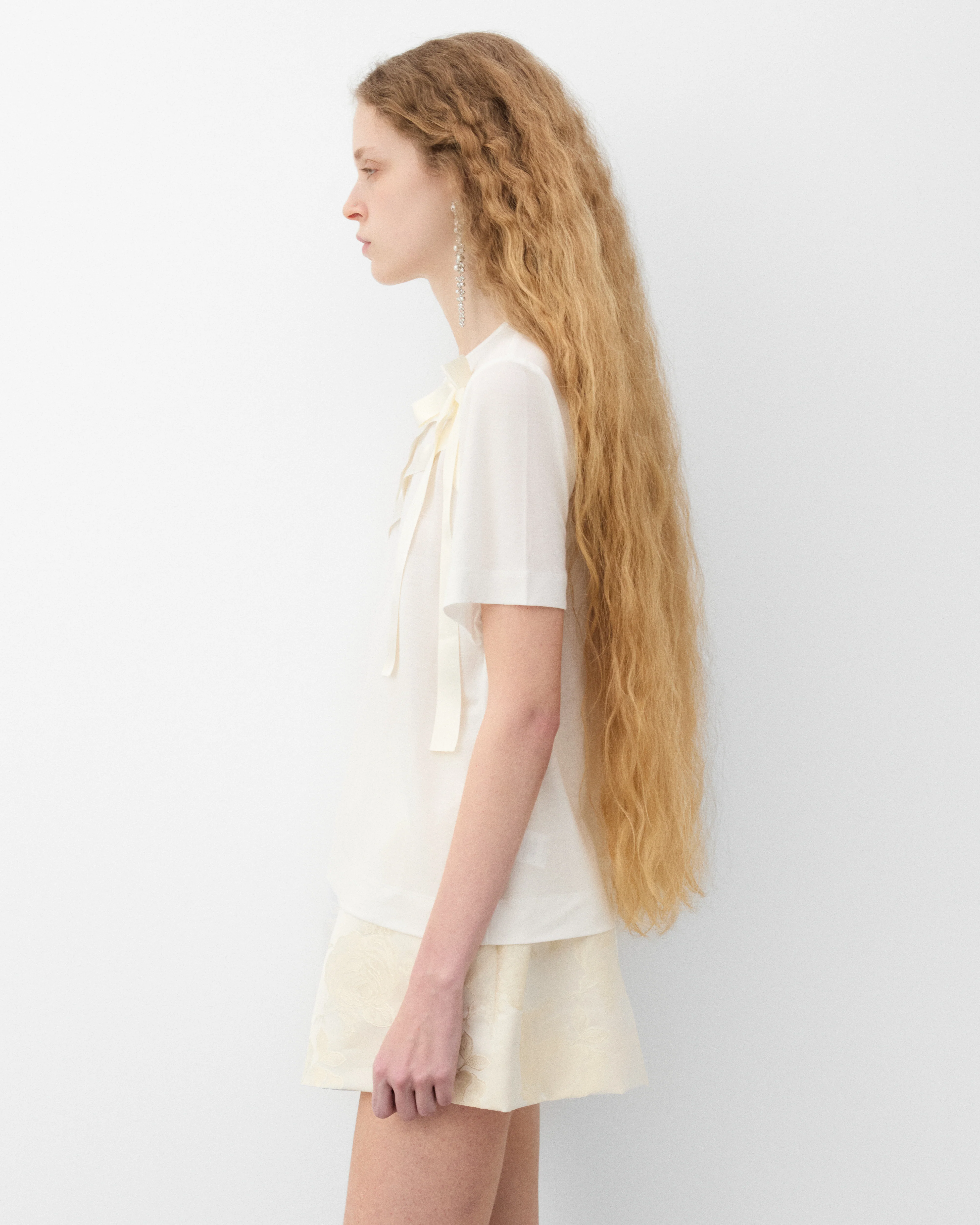 Simone Rocha - Women's Bow Sash Easy T-Shirt - (Ivory) - Image 4