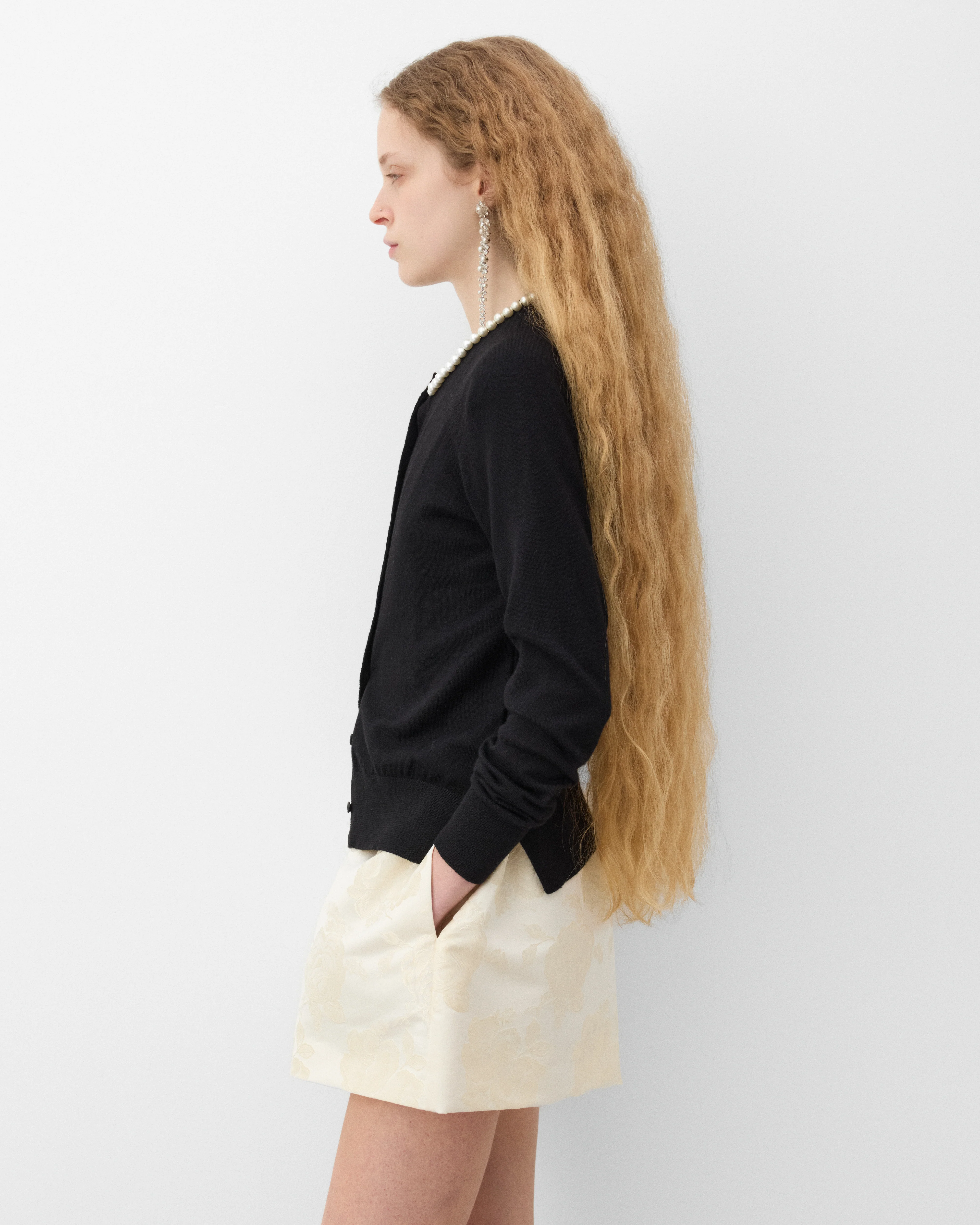 Simone Rocha - Women's Beaded Classic Merino Silk Cardigan - (Black) - Image 4