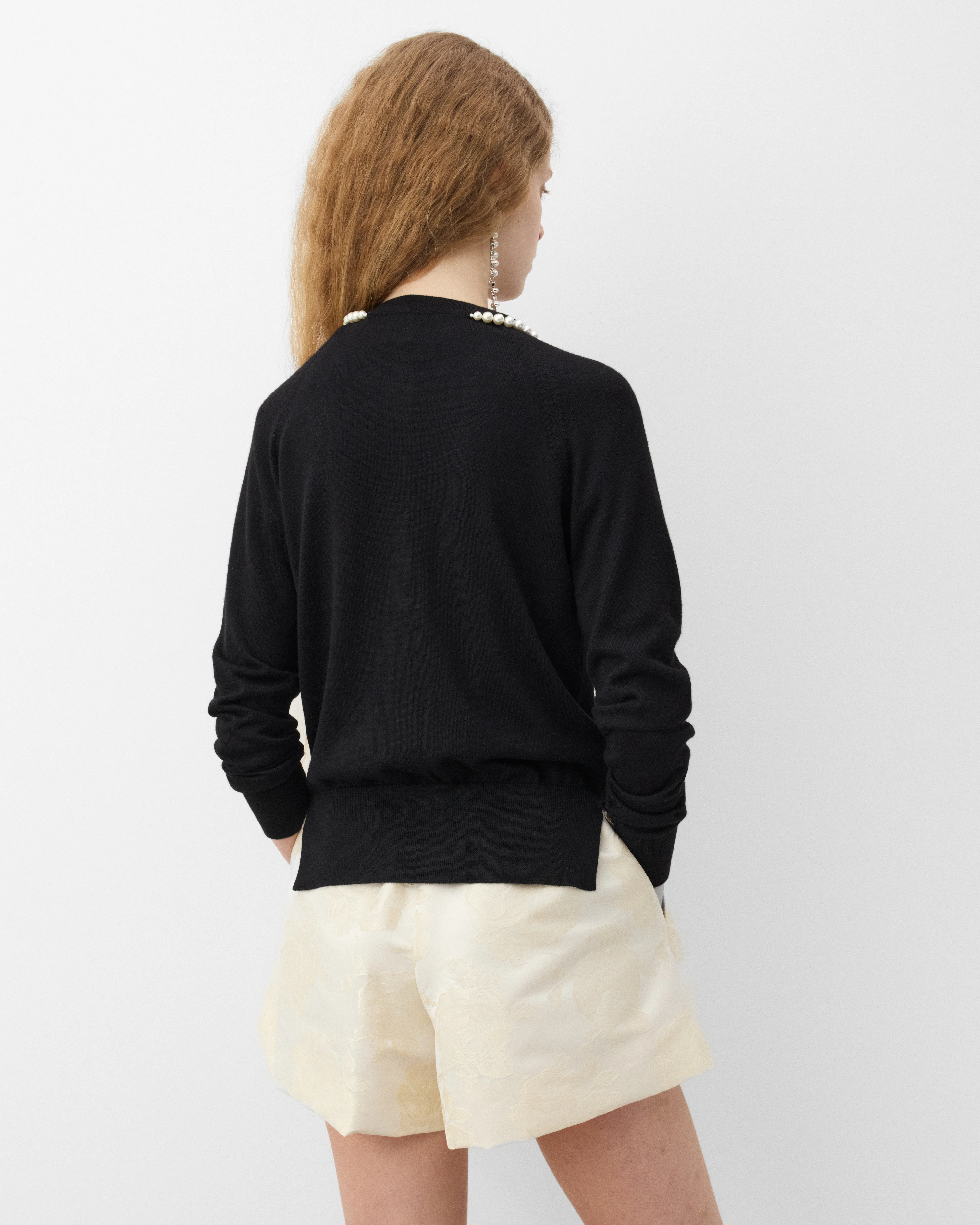 Simone Rocha - Women's Beaded Classic Merino Silk Cardigan - (Black) - Image 5