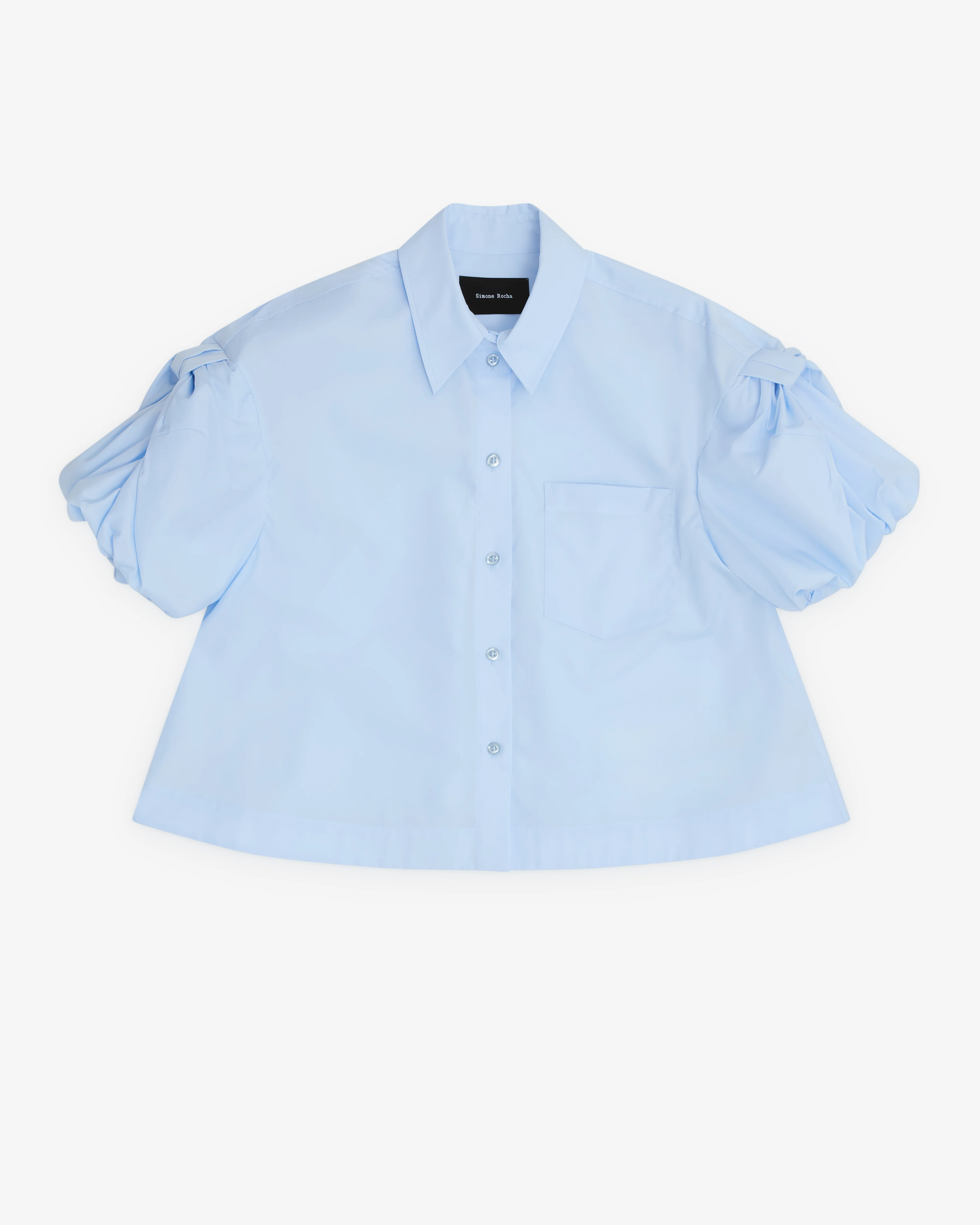 Simone Rocha - Women’s Cropped Puff Bow Sleeve Shirt - (Baby Blue)