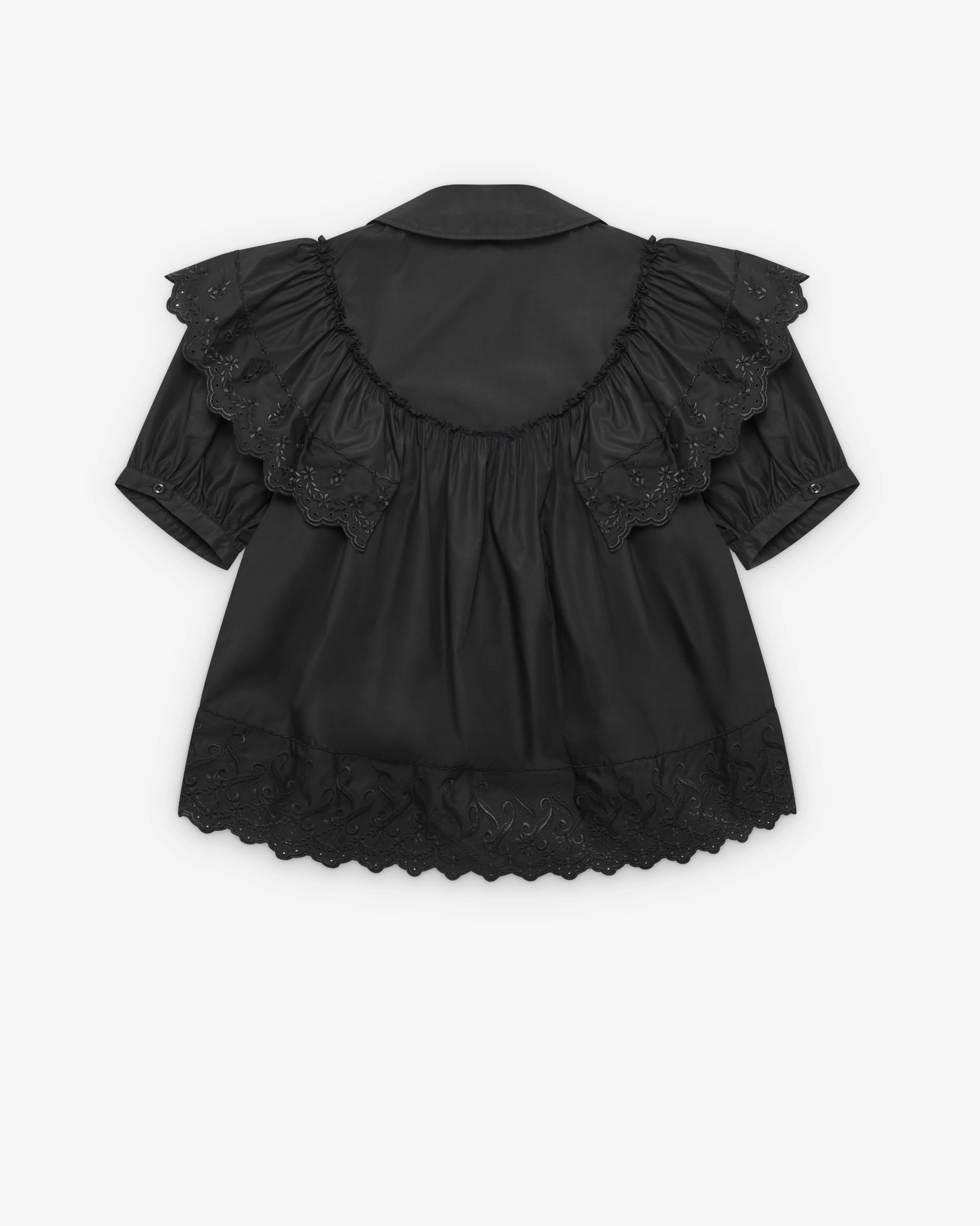Simone Rocha - Women's Puff Sleeve Ruffle Frill Trim Shirt - (Black) - Image 2