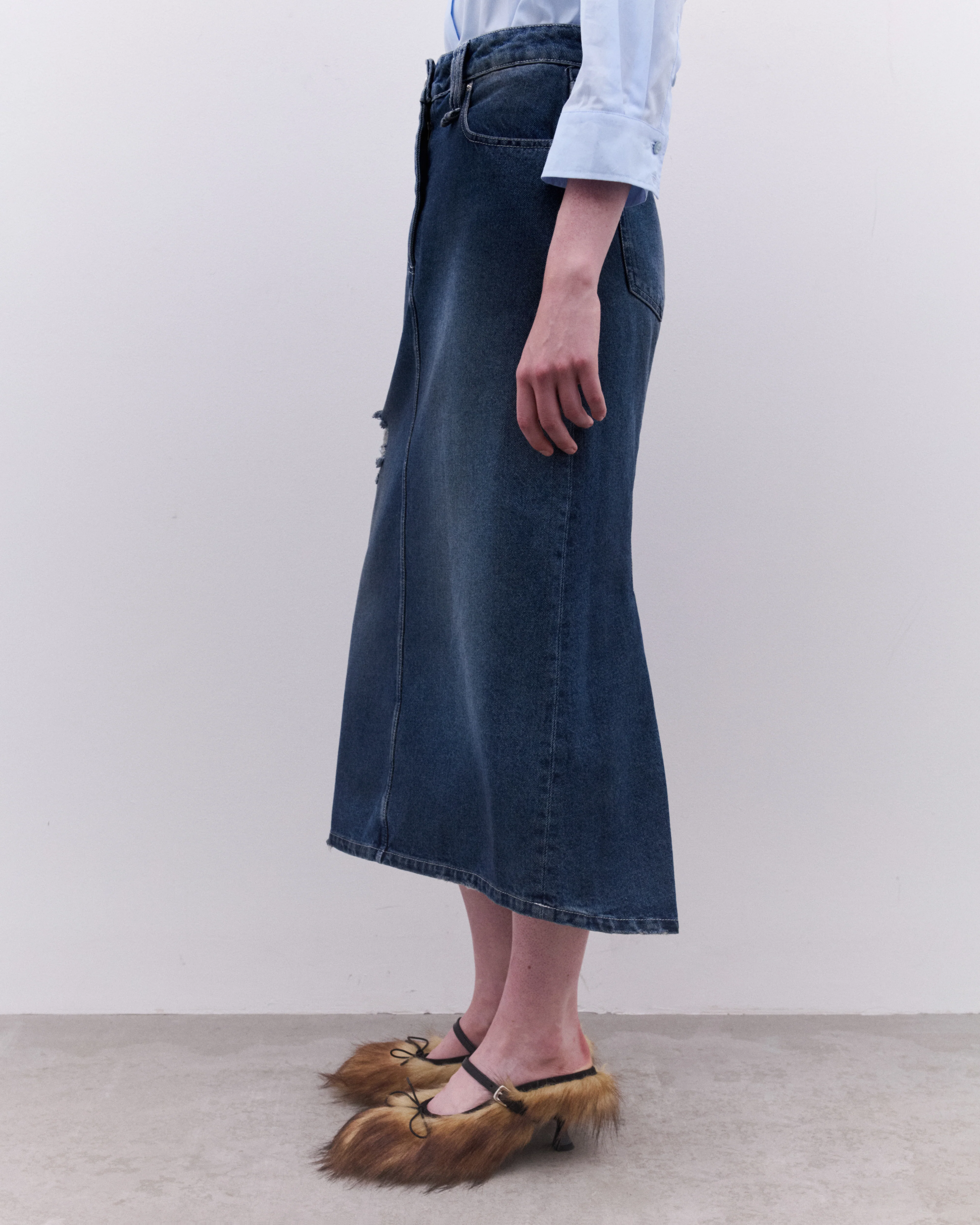 Simone Rocha - Women’s Denim Flare Skirt - (Distressed Wash) - Image 4
