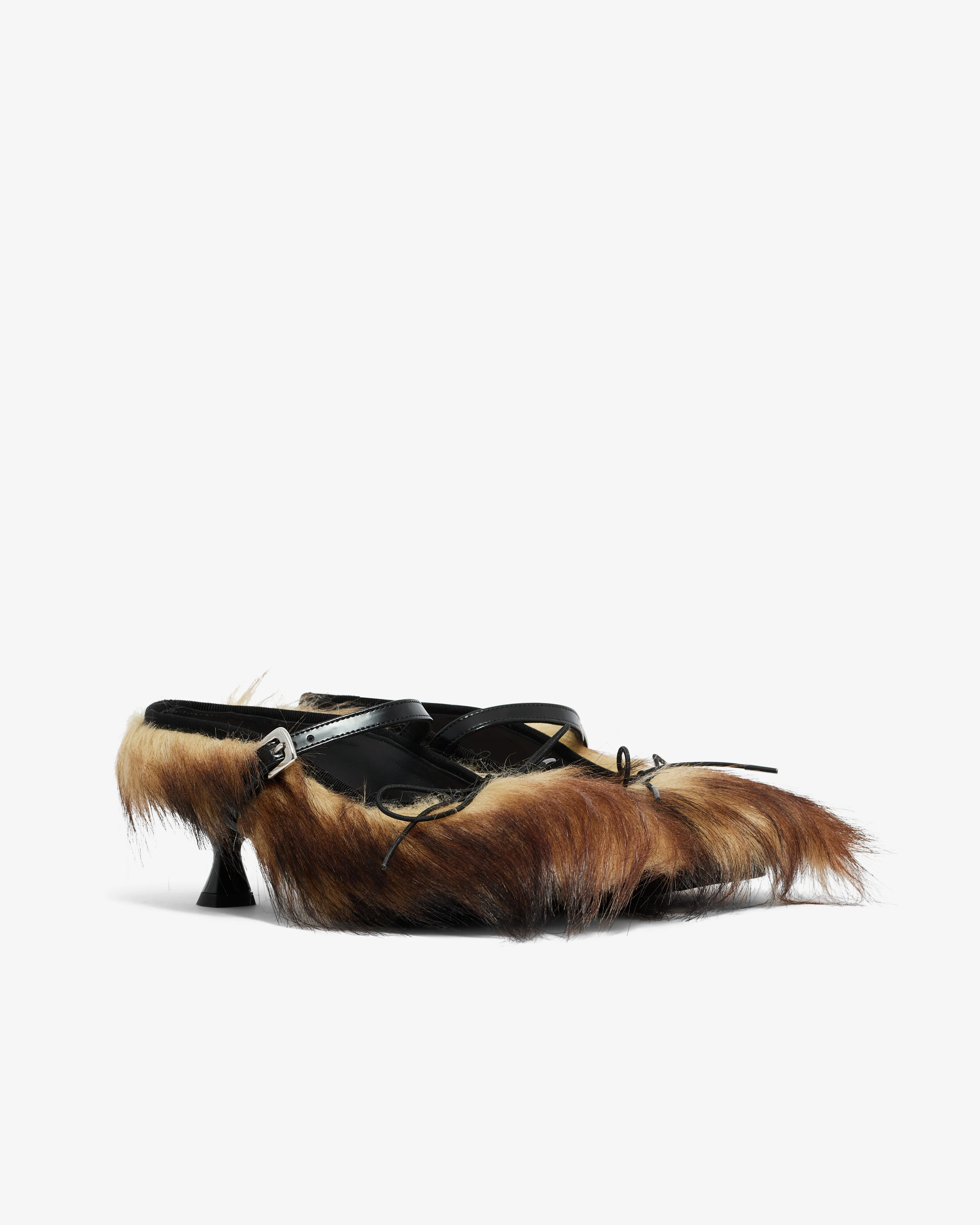 Simone Rocha - Women’s Faux Fur Grip Mule Heel - (Natural) - Image 3