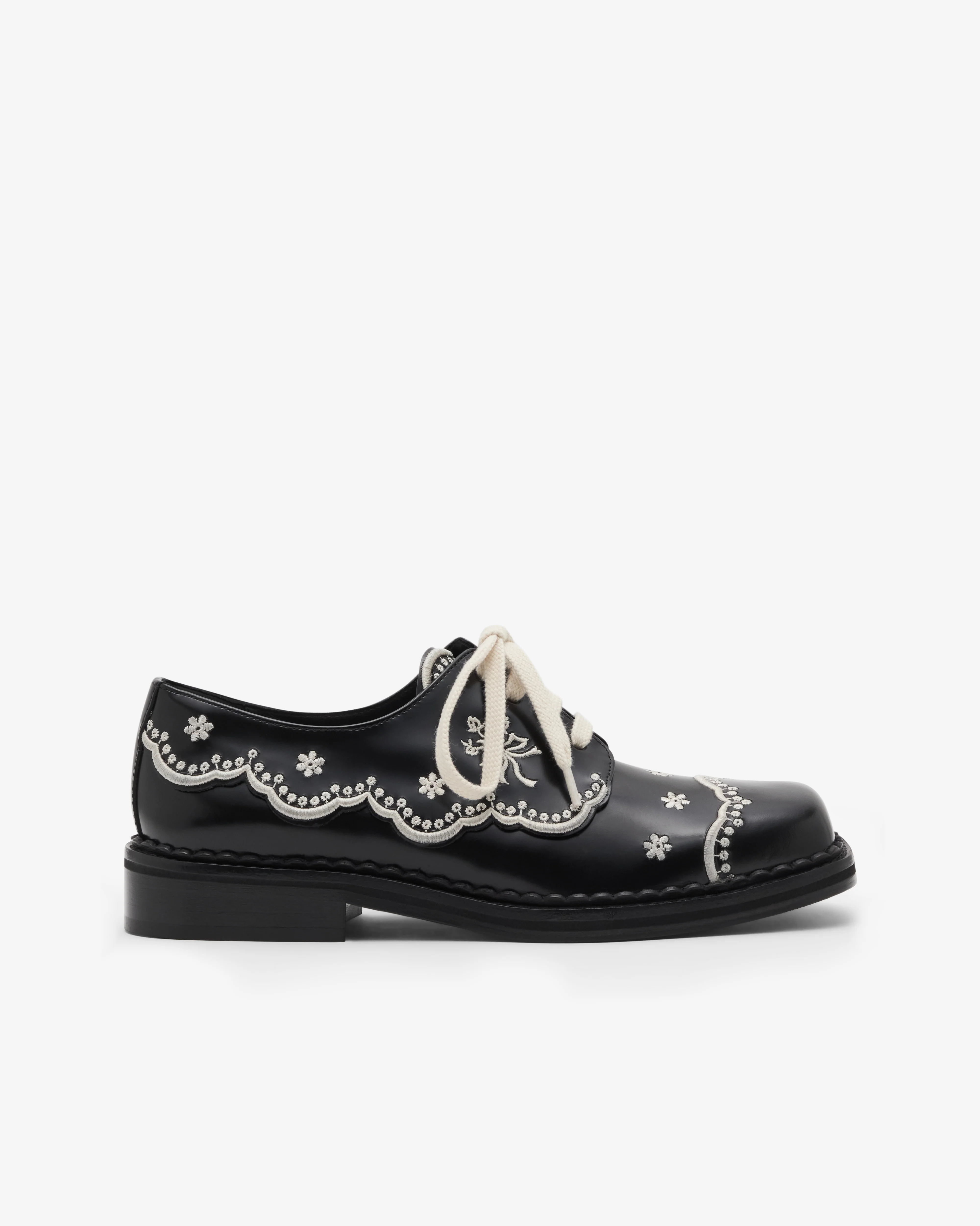 Simone Rocha - Women's Floral Lace Brogue - (Black/Cream)