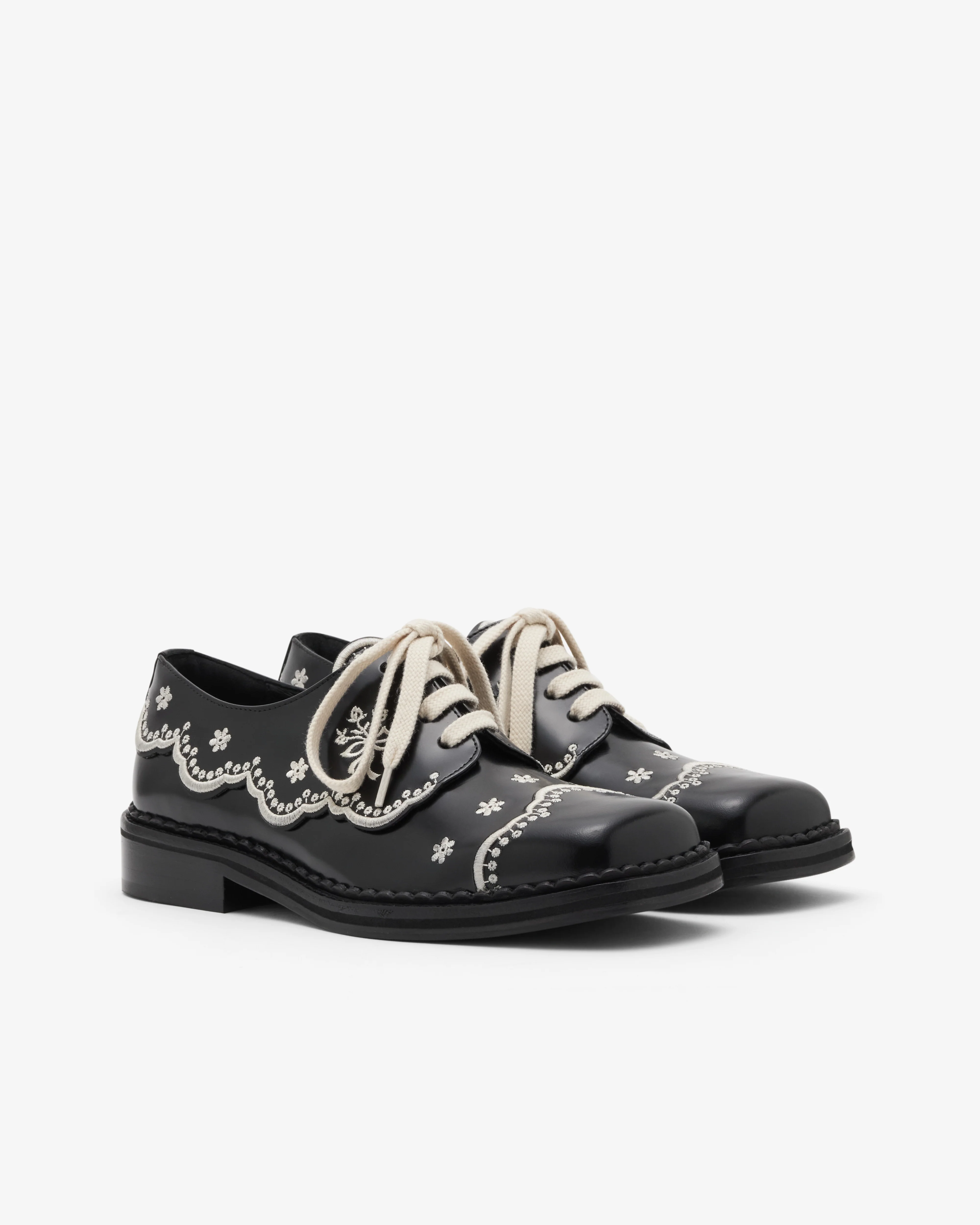 Simone Rocha - Women's Floral Lace Brogue - (Black/Cream) - Image 3